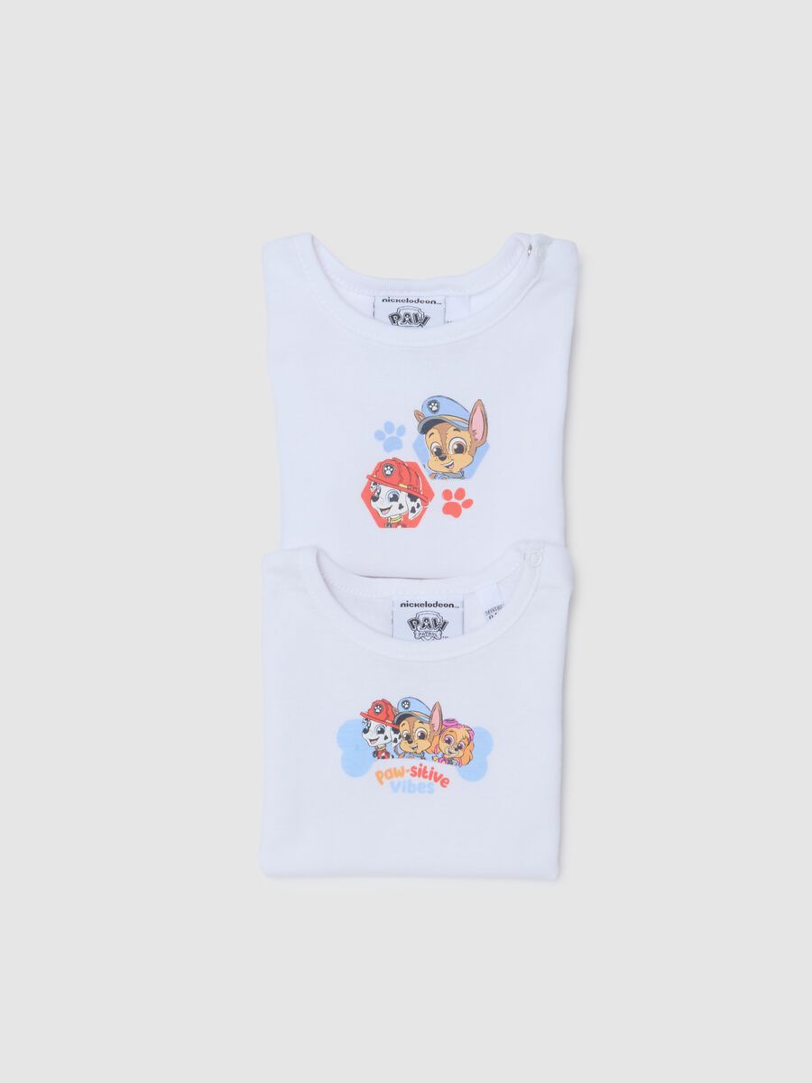 Twin pack bodysuits for infants in pure white cotton with print_3
