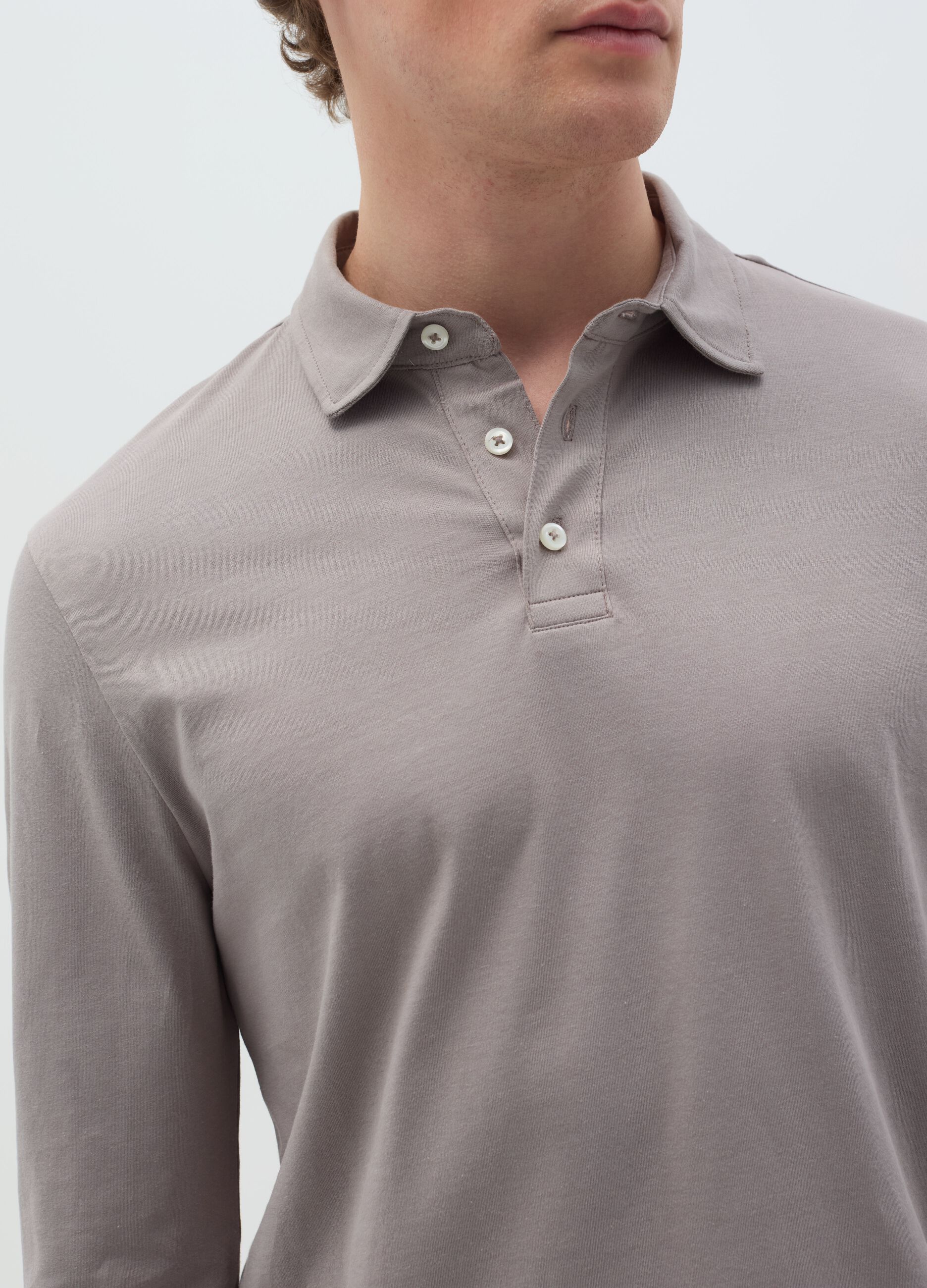 Polo in cotone a maniche lunghe