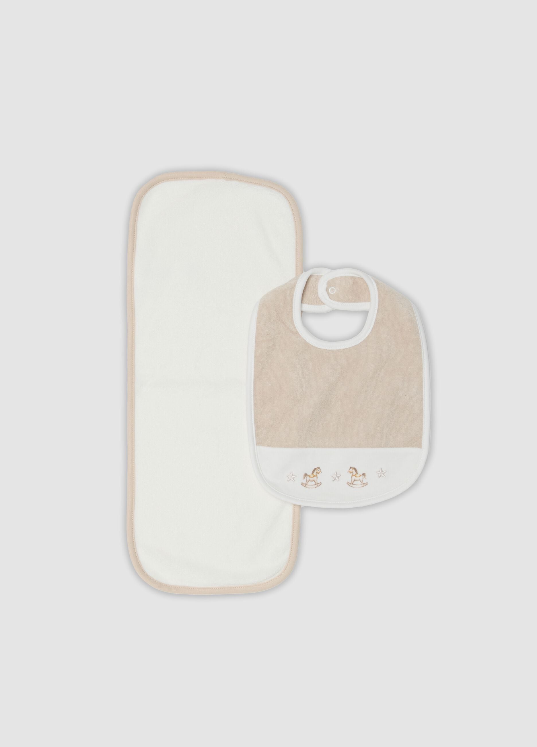 Grey & white organic cotton-blend bib set for newborns
