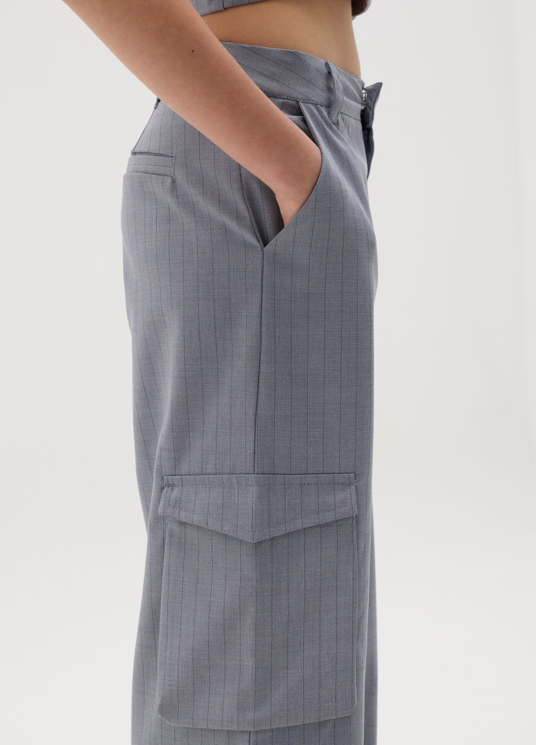 Pinstriped cargo trousers
