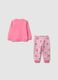 Pink striped pure cotton baby pyjamas with Jerry and Tuffy print_1