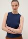 Blue fitted ribbed stretch-cotton tank top_0