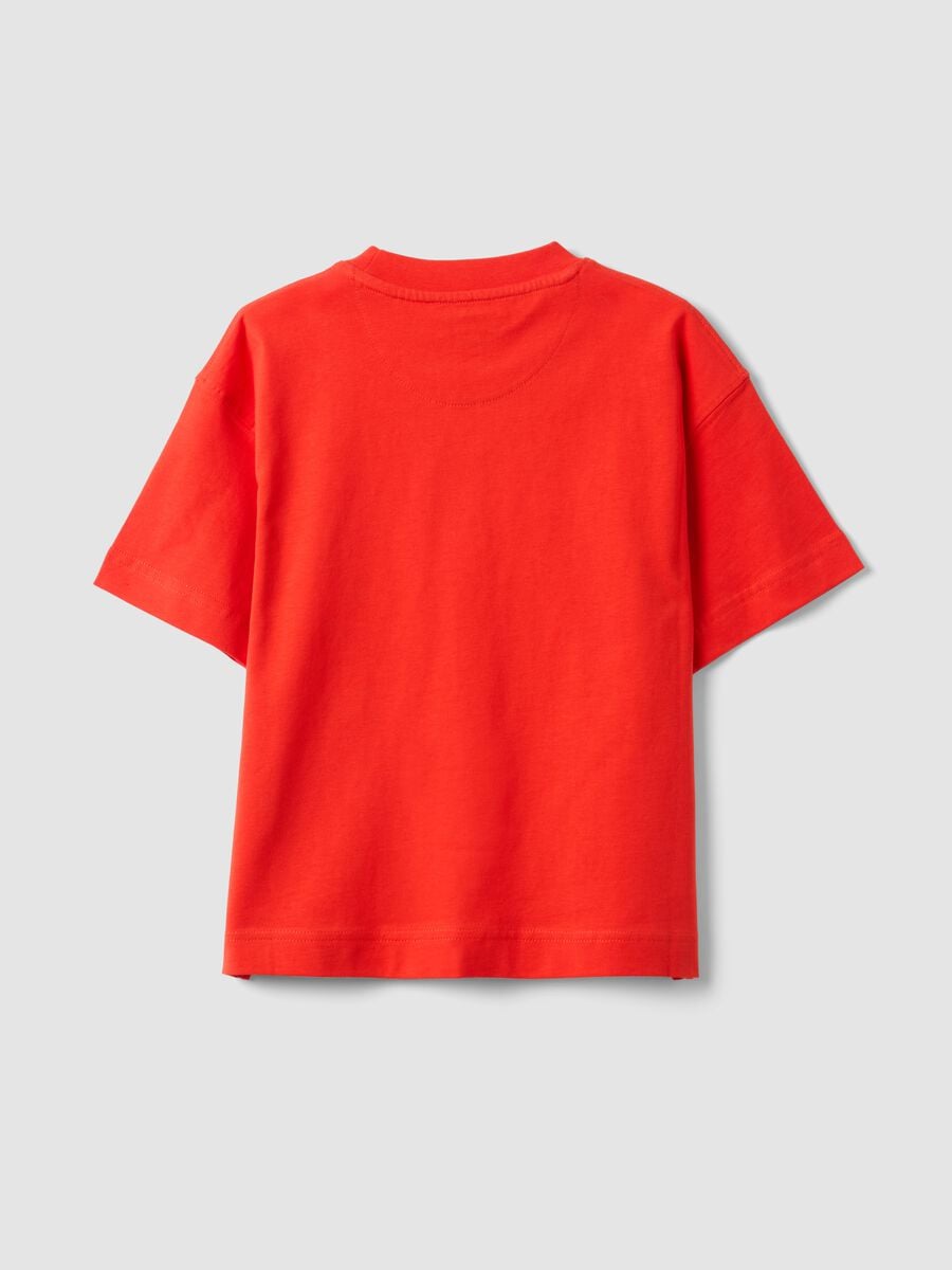 Orange pure cotton oversized fit kids' T-shirt_4