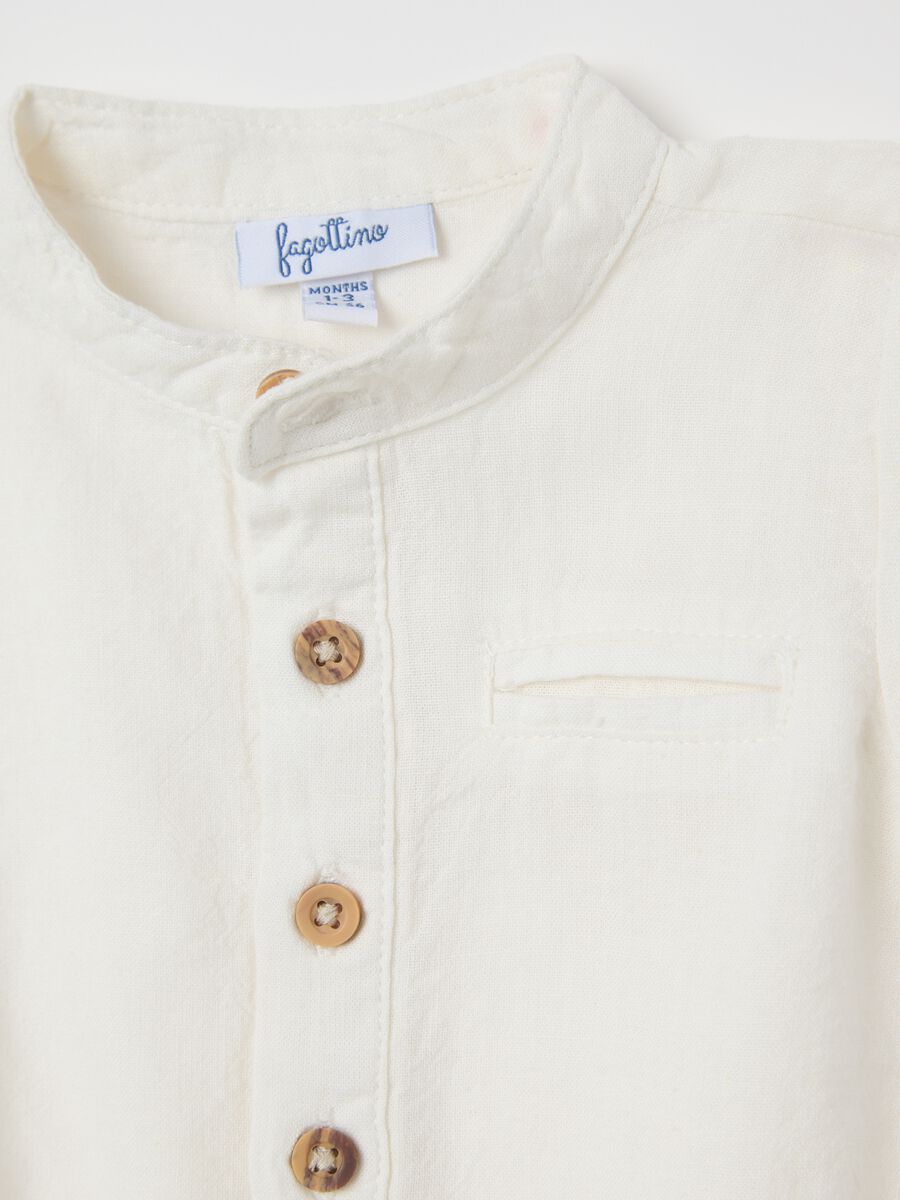 White bodysuit shirt in linen and viscose_2