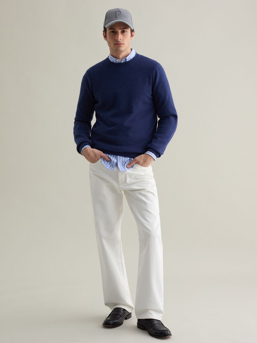 Mélange pullover with round neck in lambswool_1
