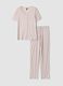 Pink pure viscose pyjama with lace V-neck, regular fit_4