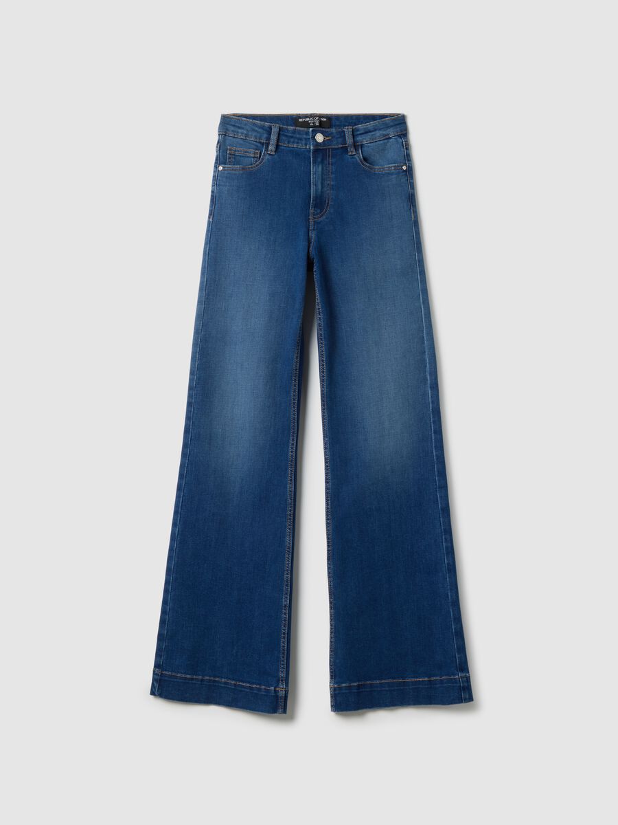 Blue denim bootcut jeans_4