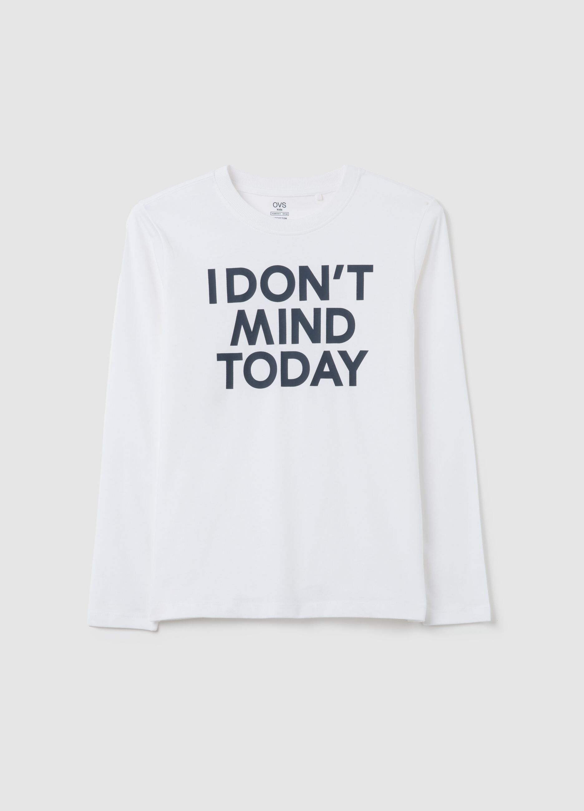 Boy's long white cotton top, regular fit
