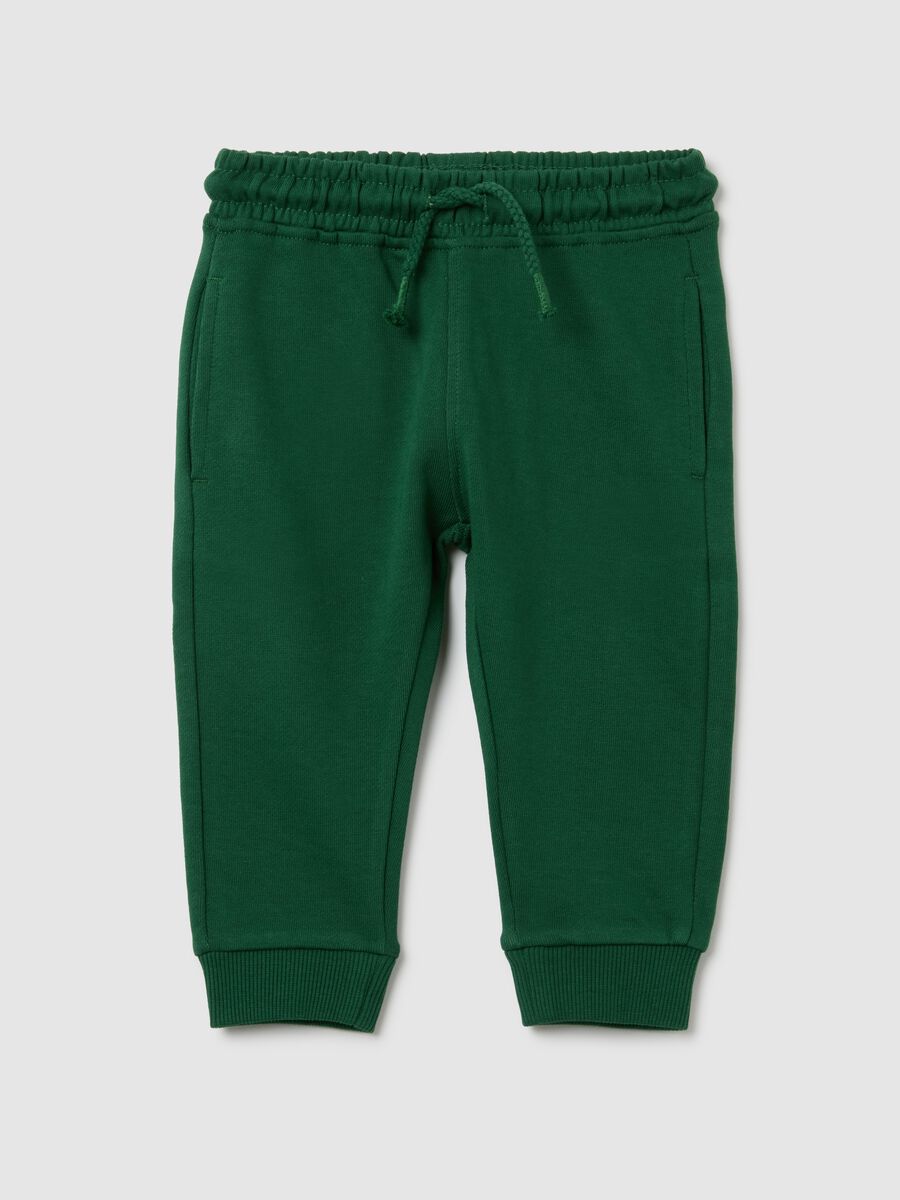 Pantaloni da neonato in puro cotone verde regular fit_0