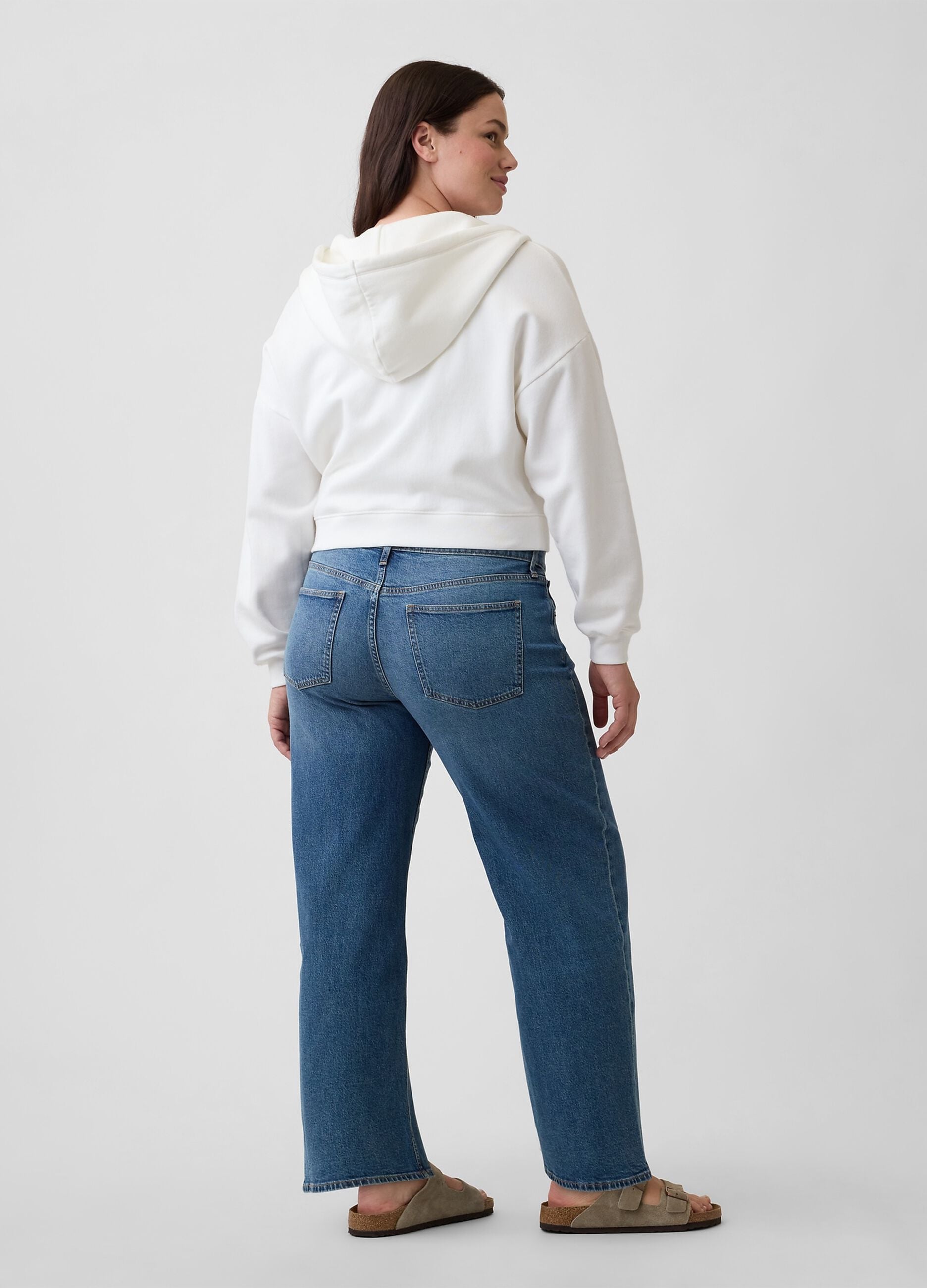 Stretch cotton wide-leg denim jeans