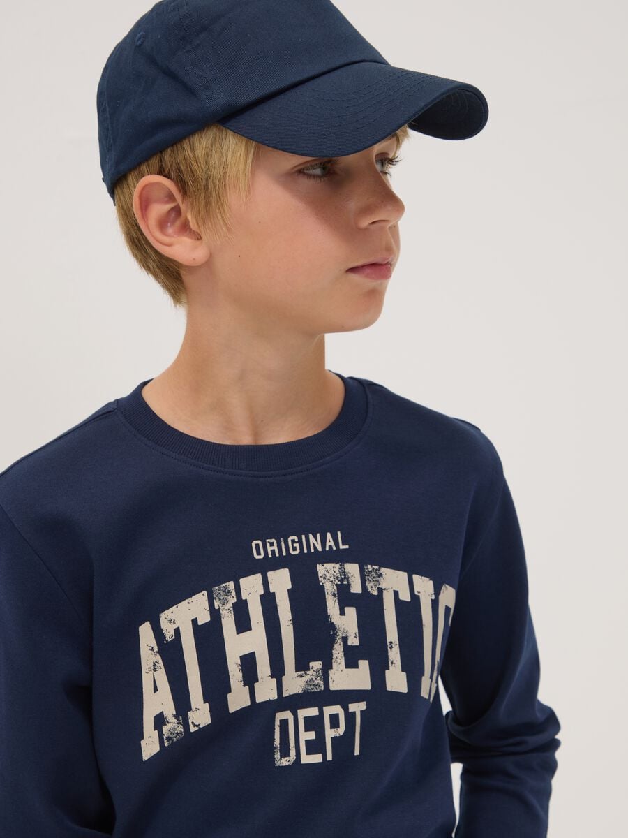 Blue organic cotton crew-neck T-shirt_1