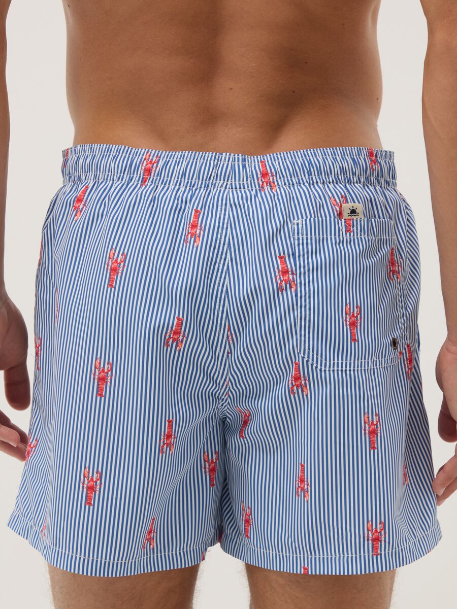 Boxer mare blu a righe con stampa aragoste_2