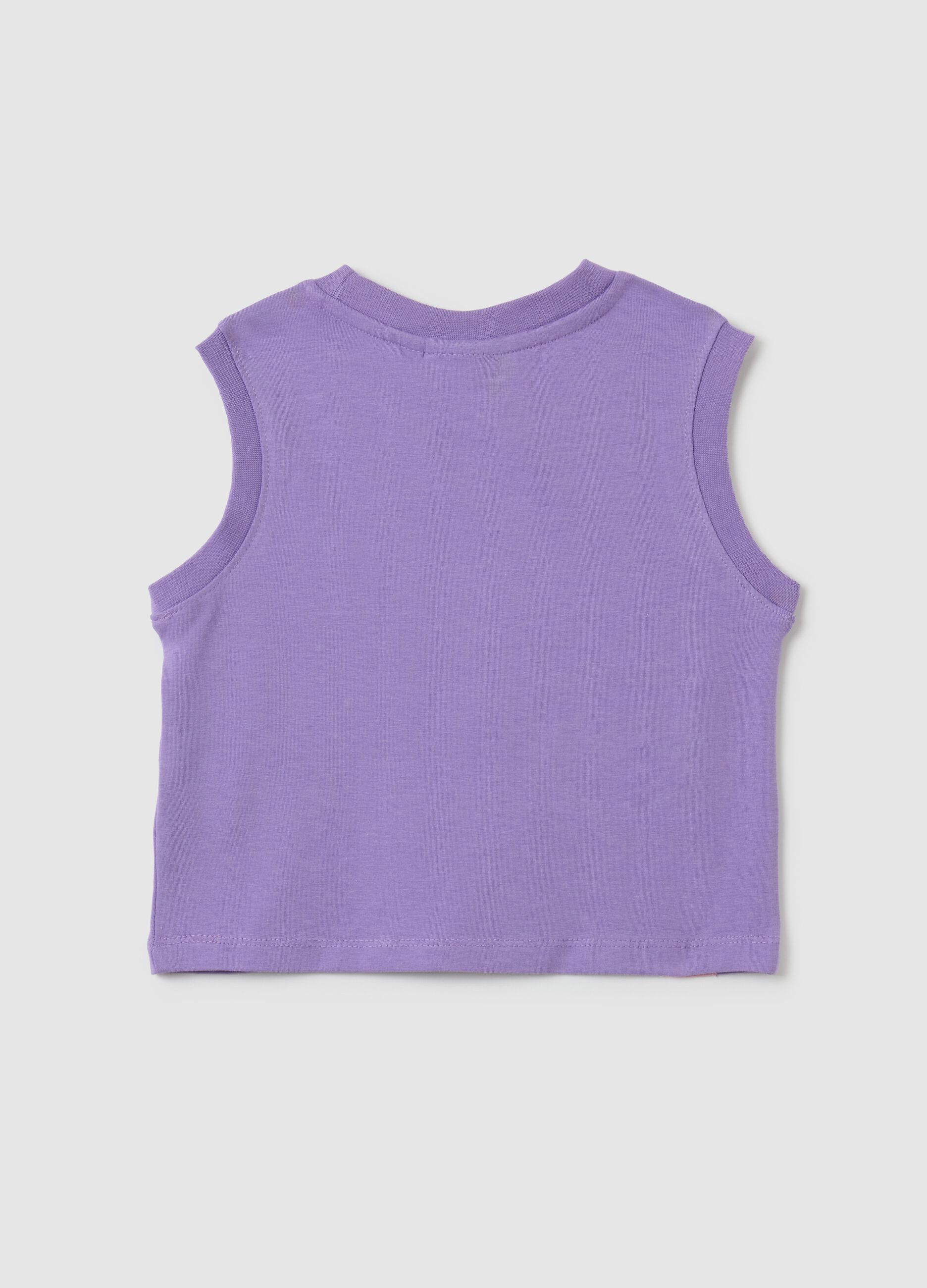 Girls' Violet Cotton Vest Regular Fit with Chicago Bulls Print