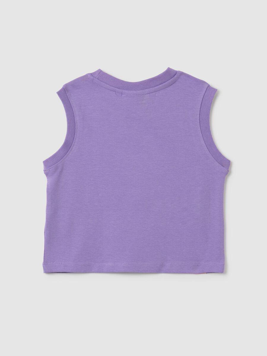 Girls' Violet Cotton Vest Regular Fit with Chicago Bulls Print_1