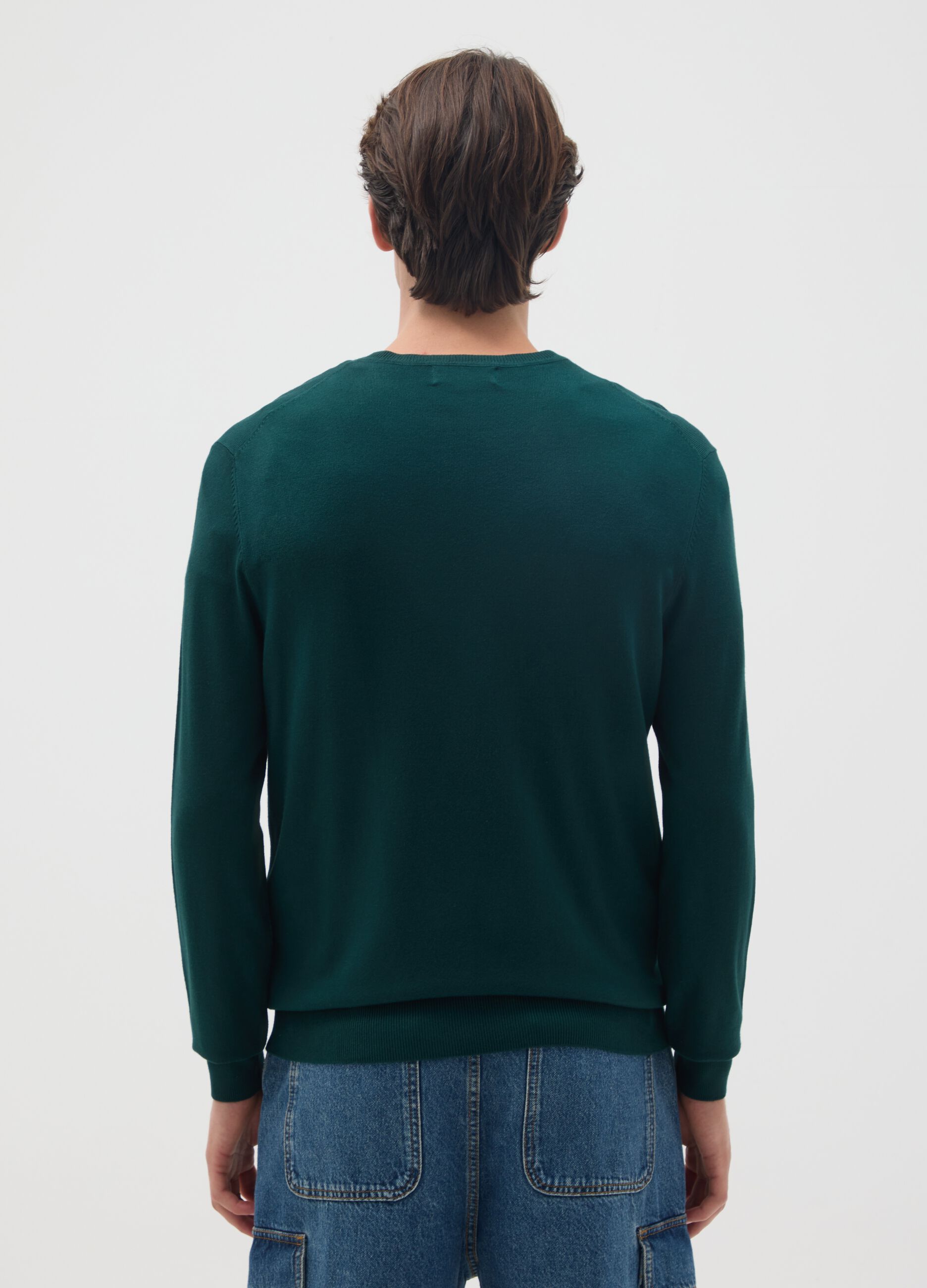 Green Regular Fit Viscose Blend Jumper