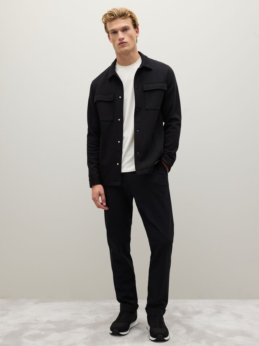 Black cotton blend sweatshirt with buttons_1