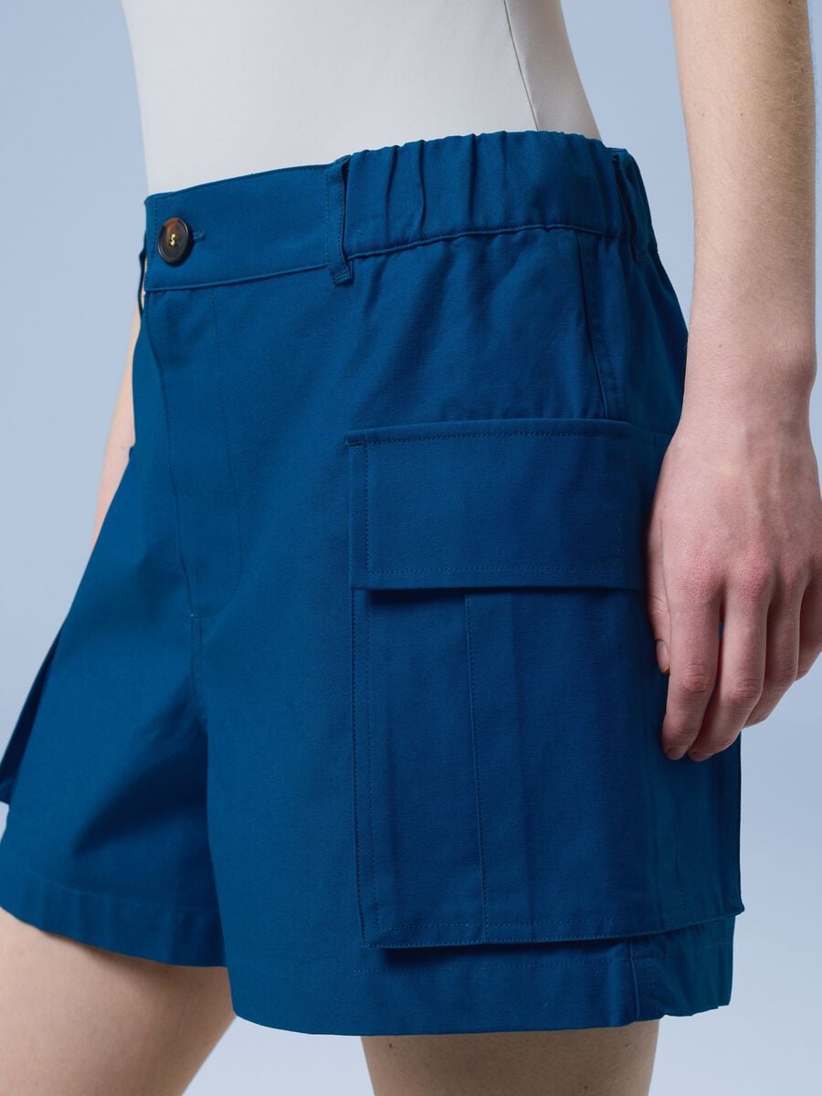 ALTAVIA SAILING blue cargo shorts in pure cotton with elasticated waistband_3