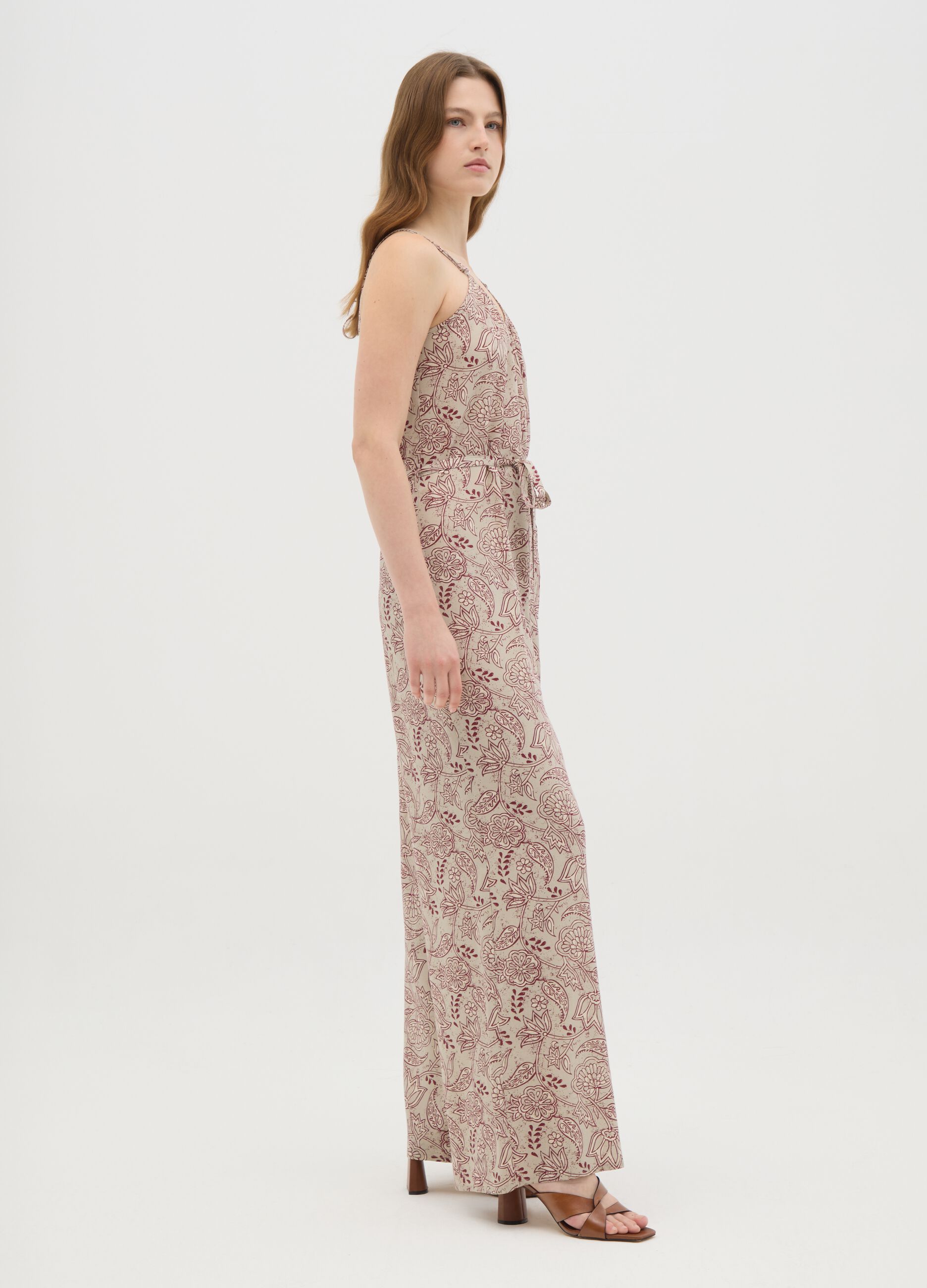 Women's jumpsuit in pure viscose multicolor wide fit