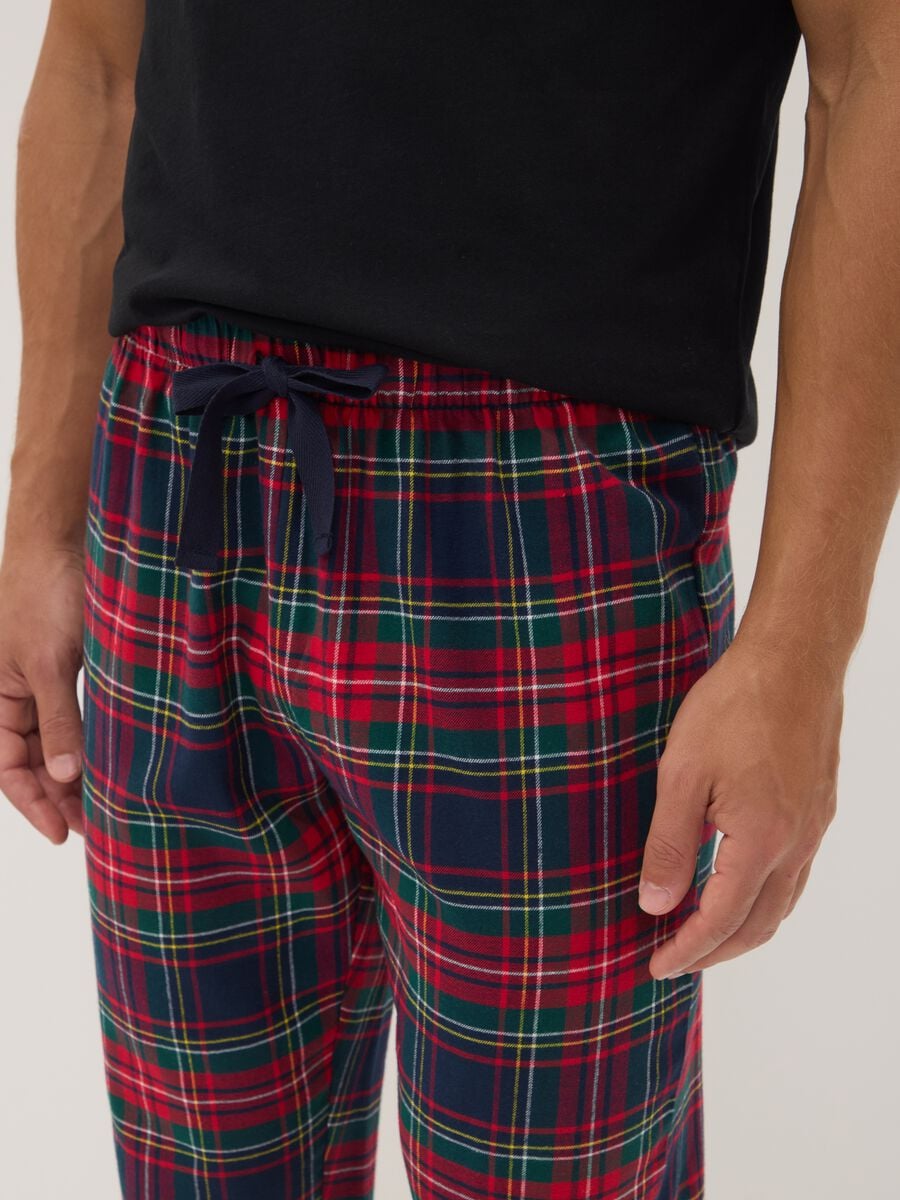 Pantaloni pigiama rossi in flanella di puro cotone organico a quadri_2