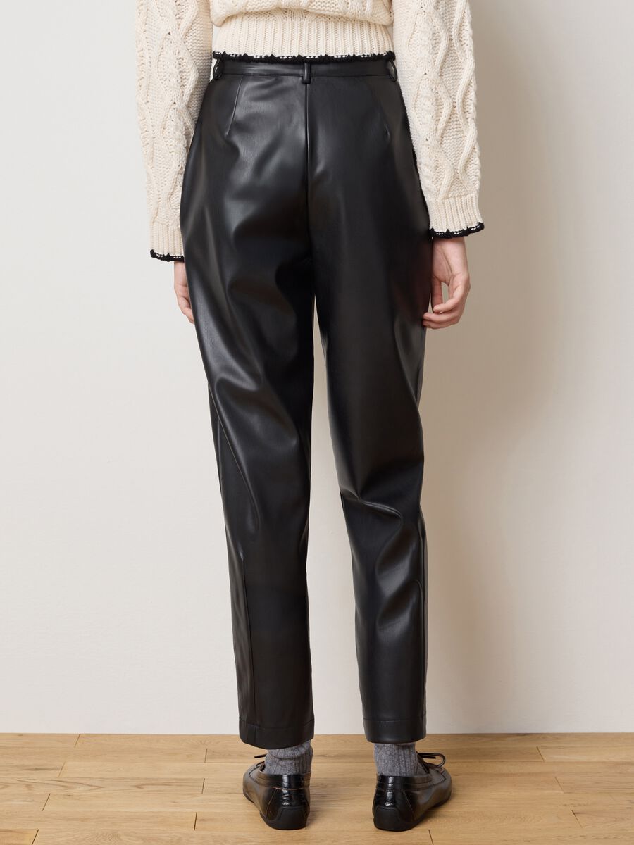 Black Patent Leather Regular Fit Trousers_2