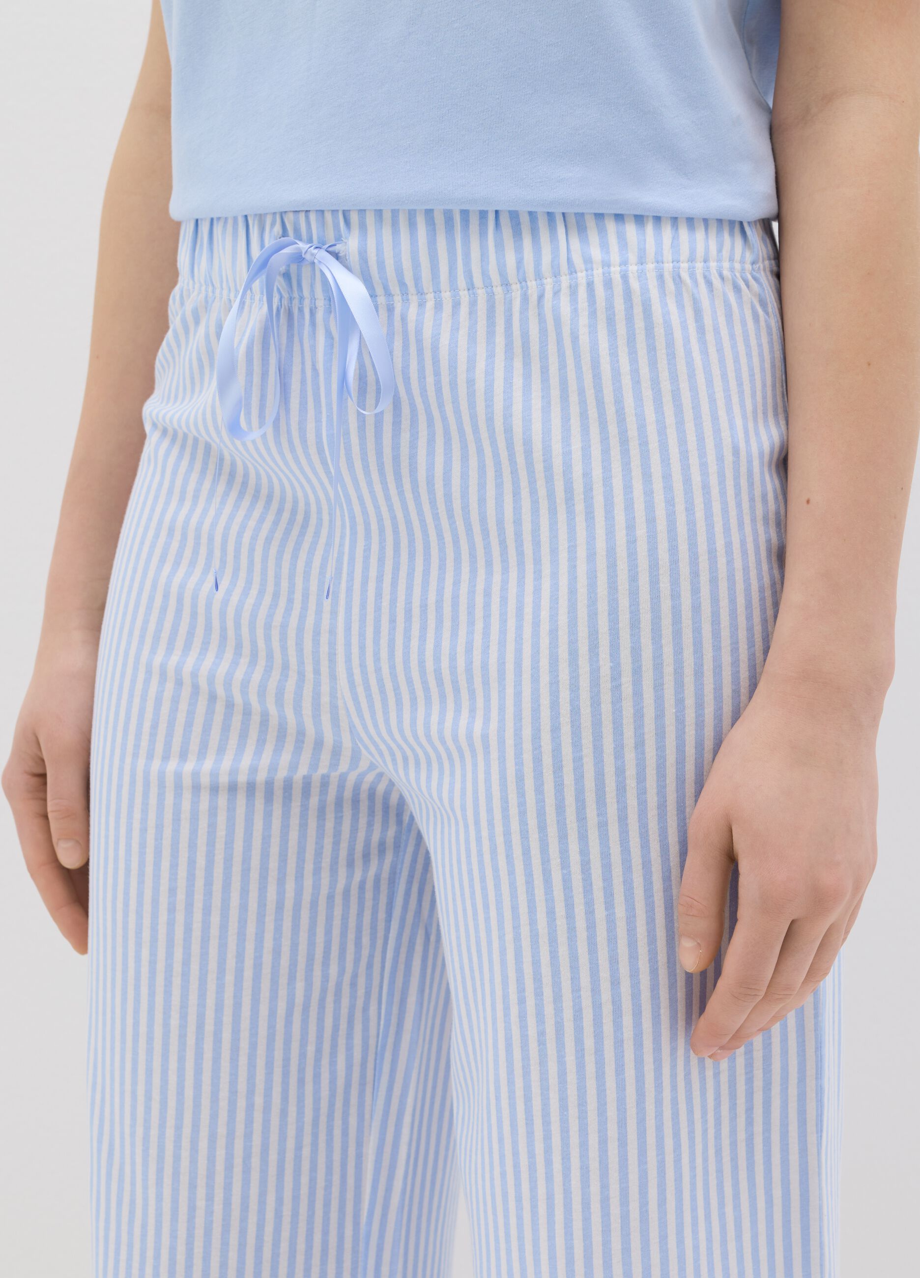 Striped pyjama trousers with drawstring