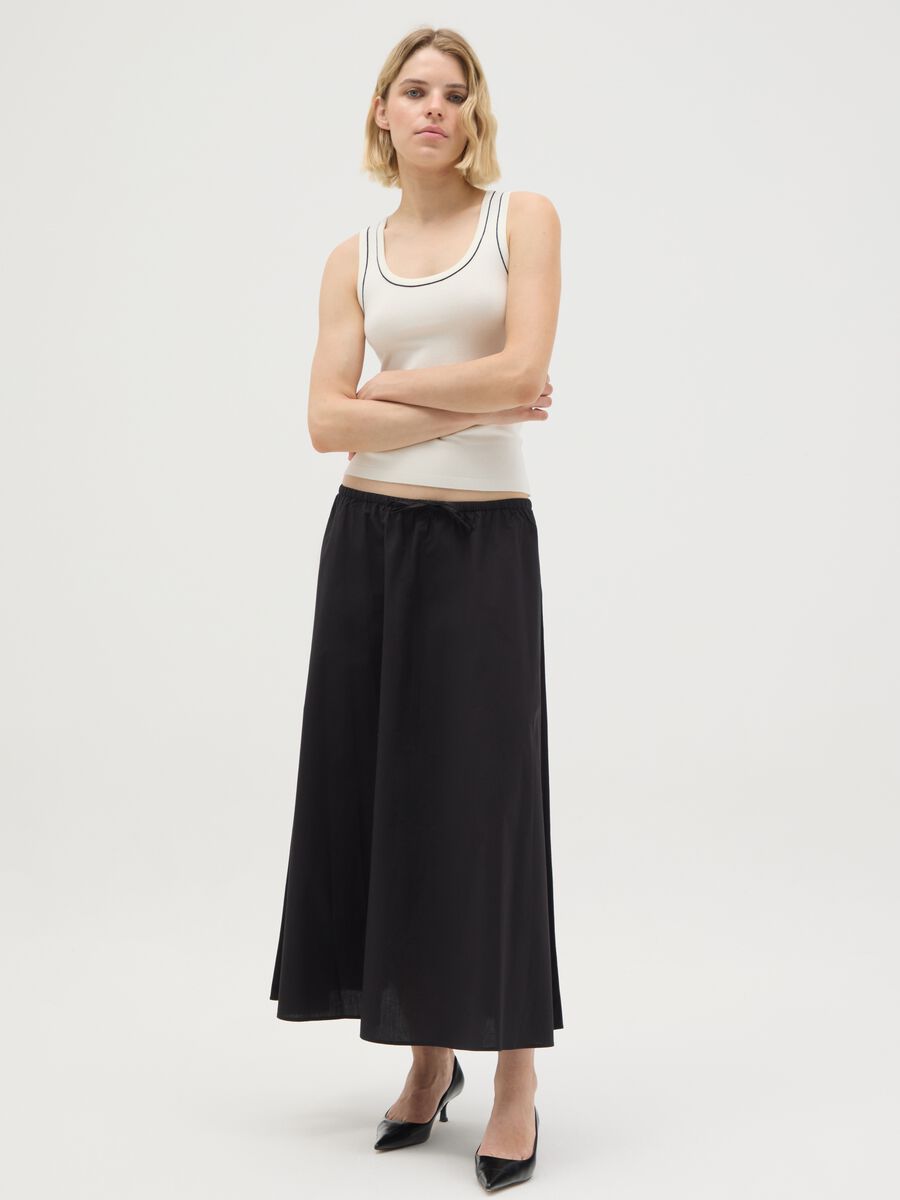 Women's long black skirt in pure cotton_0