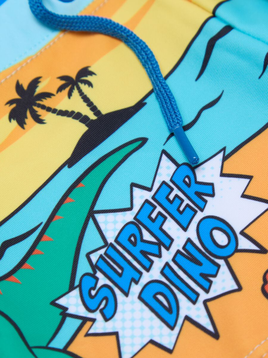 Multicolour stretch fabric boys' boxers with Surfer Dino print_2