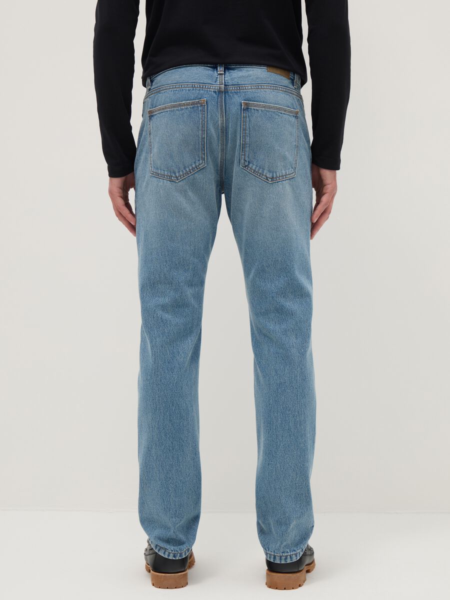 Blue slim fit pure cotton jeans_2