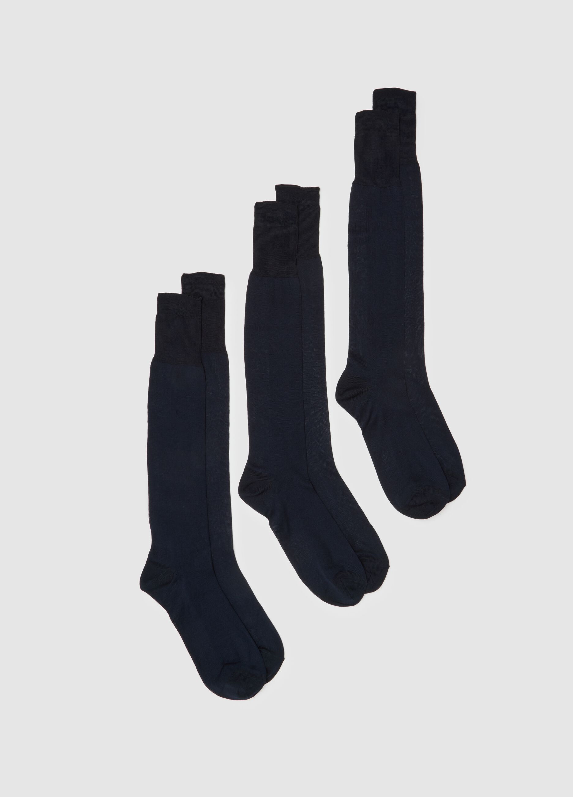 Tripack di calze lunghe in puro cotone blu