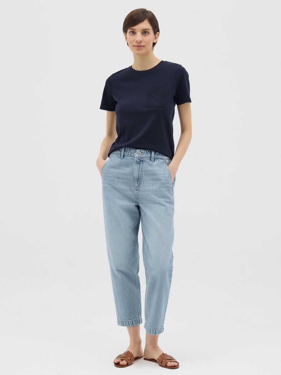 Blue T-shirt with embroidered pocket in Ovs cotton_1