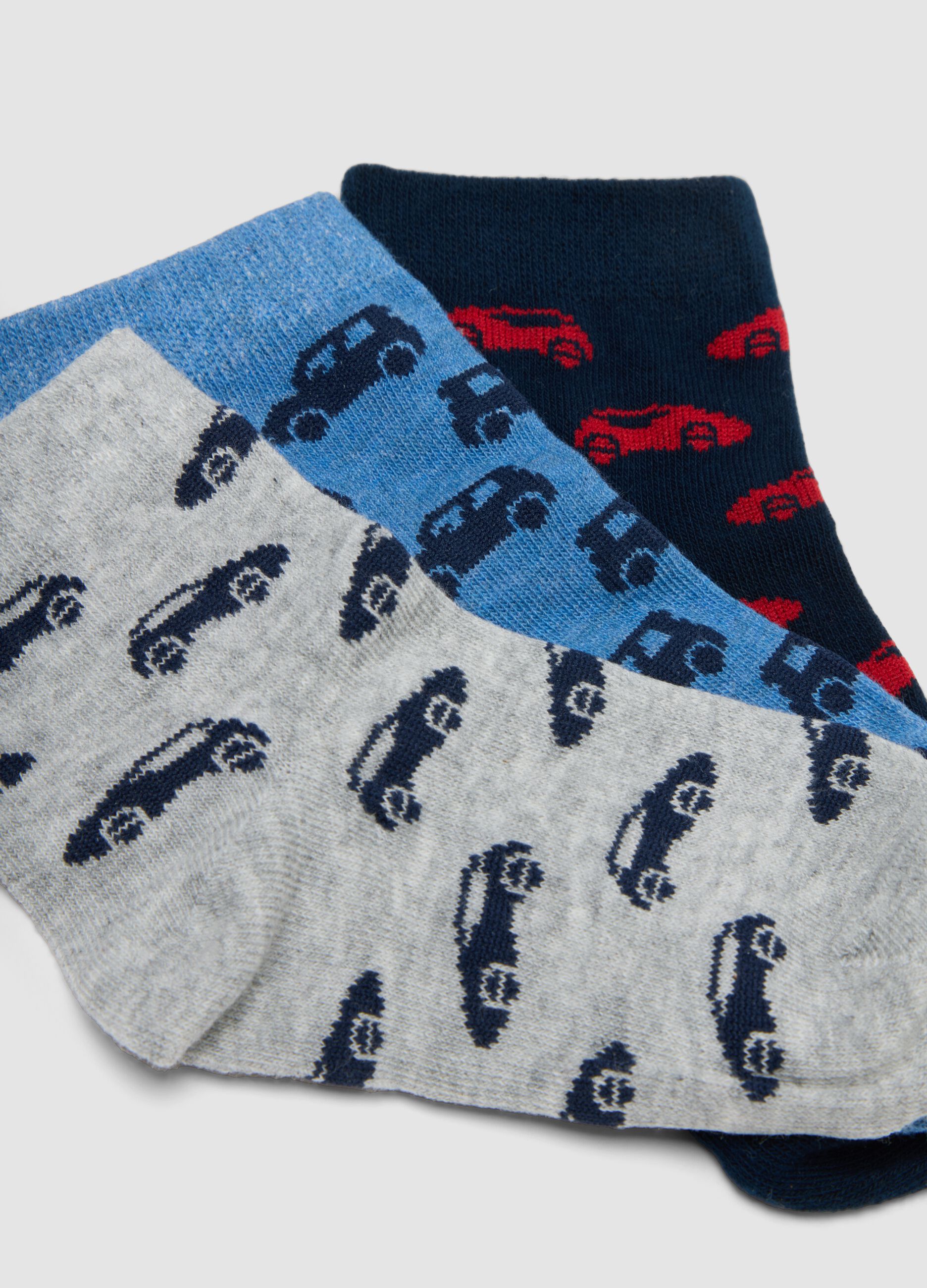 Seven-pack of short patterned socks in stretchy organic cotton