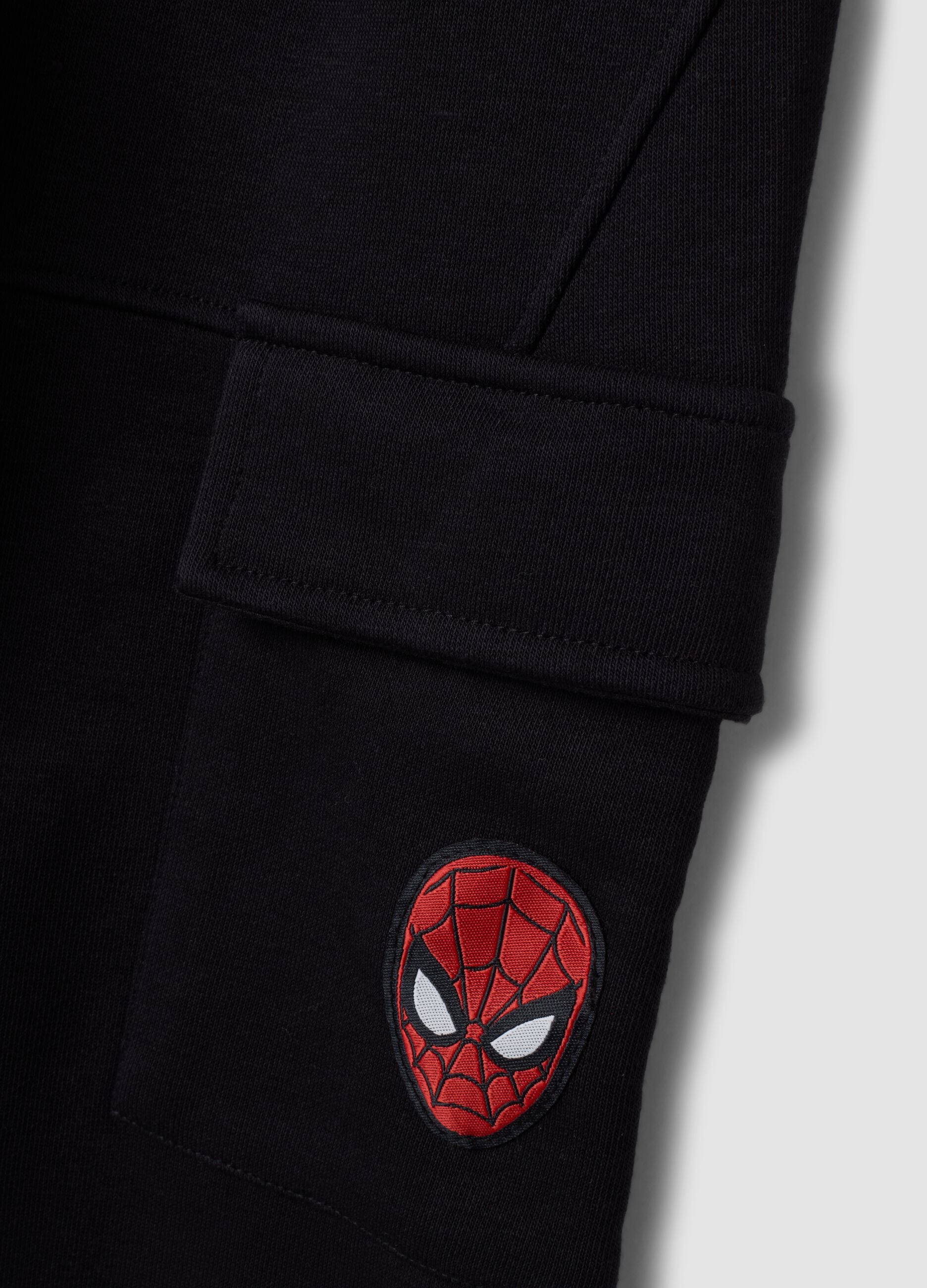 Pantaloni jogger neri in misto cotone con grafiche Spider-Man per bambino
