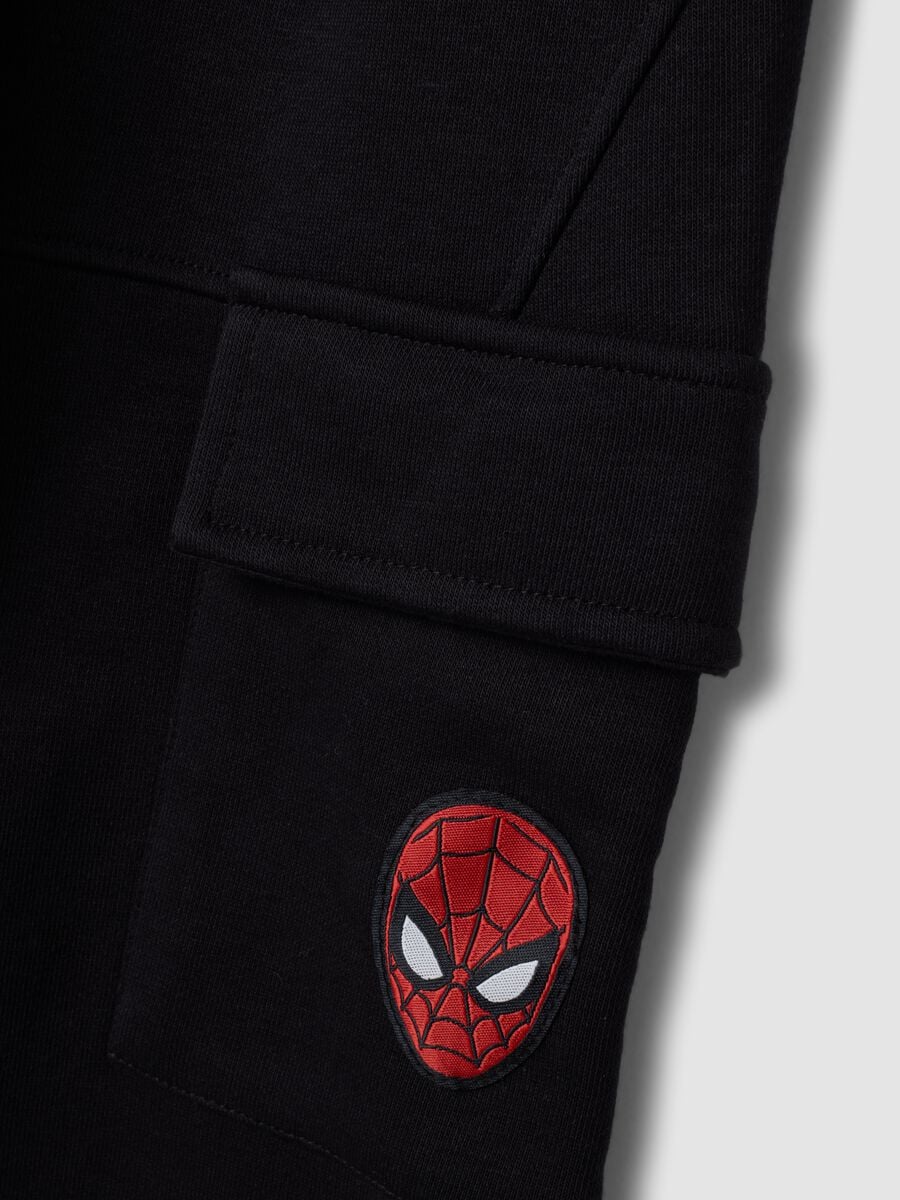 Pantaloni jogger neri in misto cotone con grafiche Spider-Man per bambino_2
