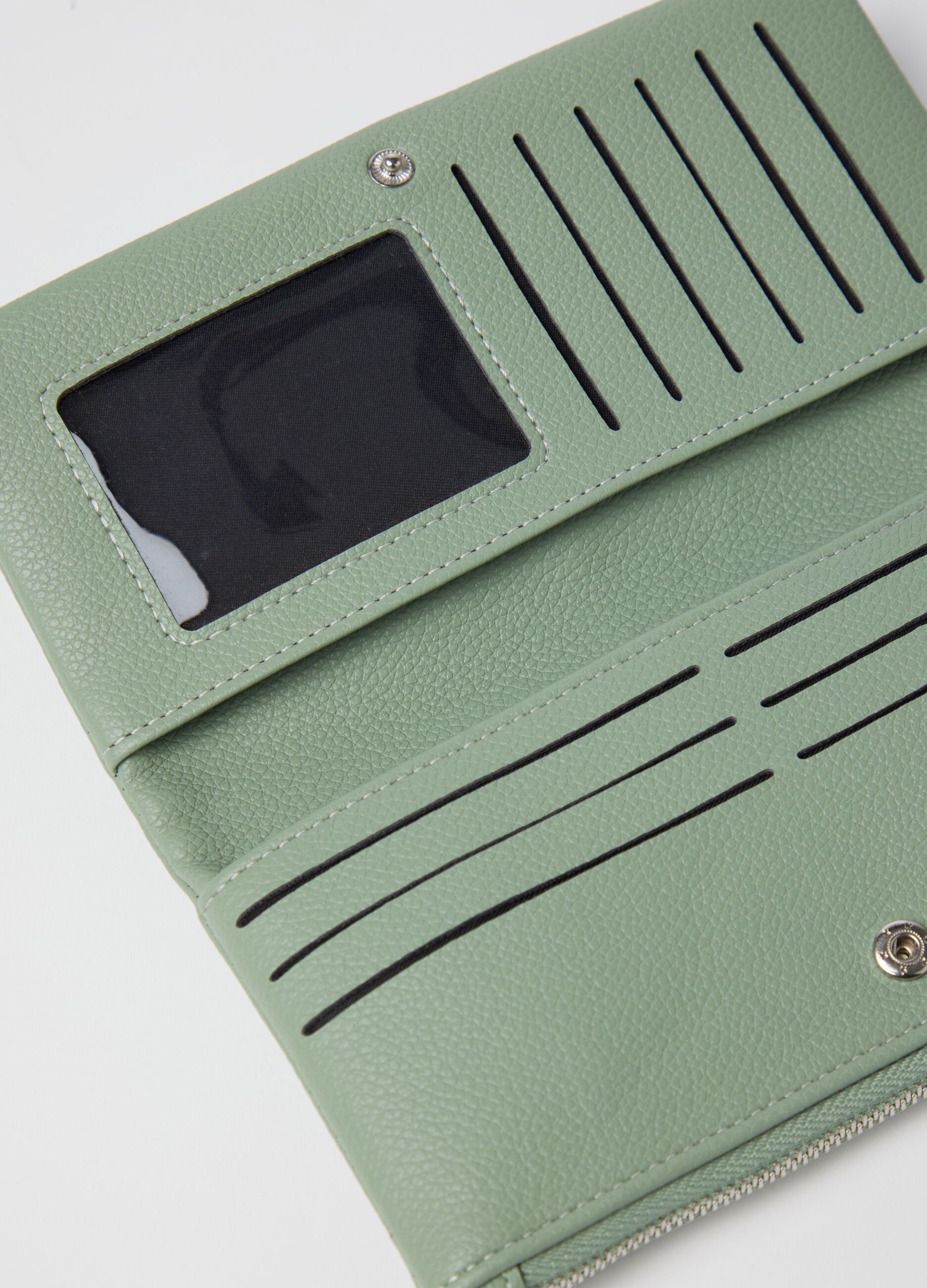 Textured-effect green wallet