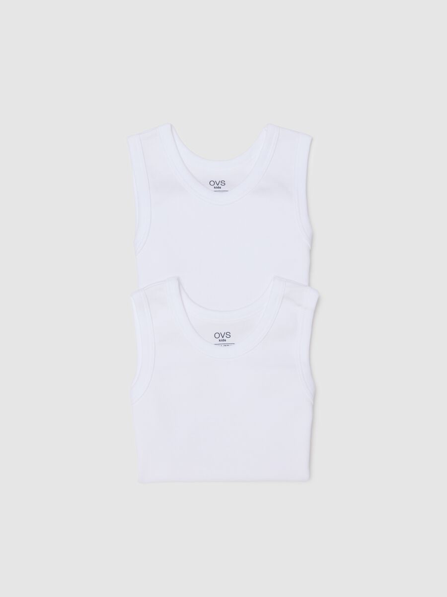 White cotton tank top twin pack for boys_3