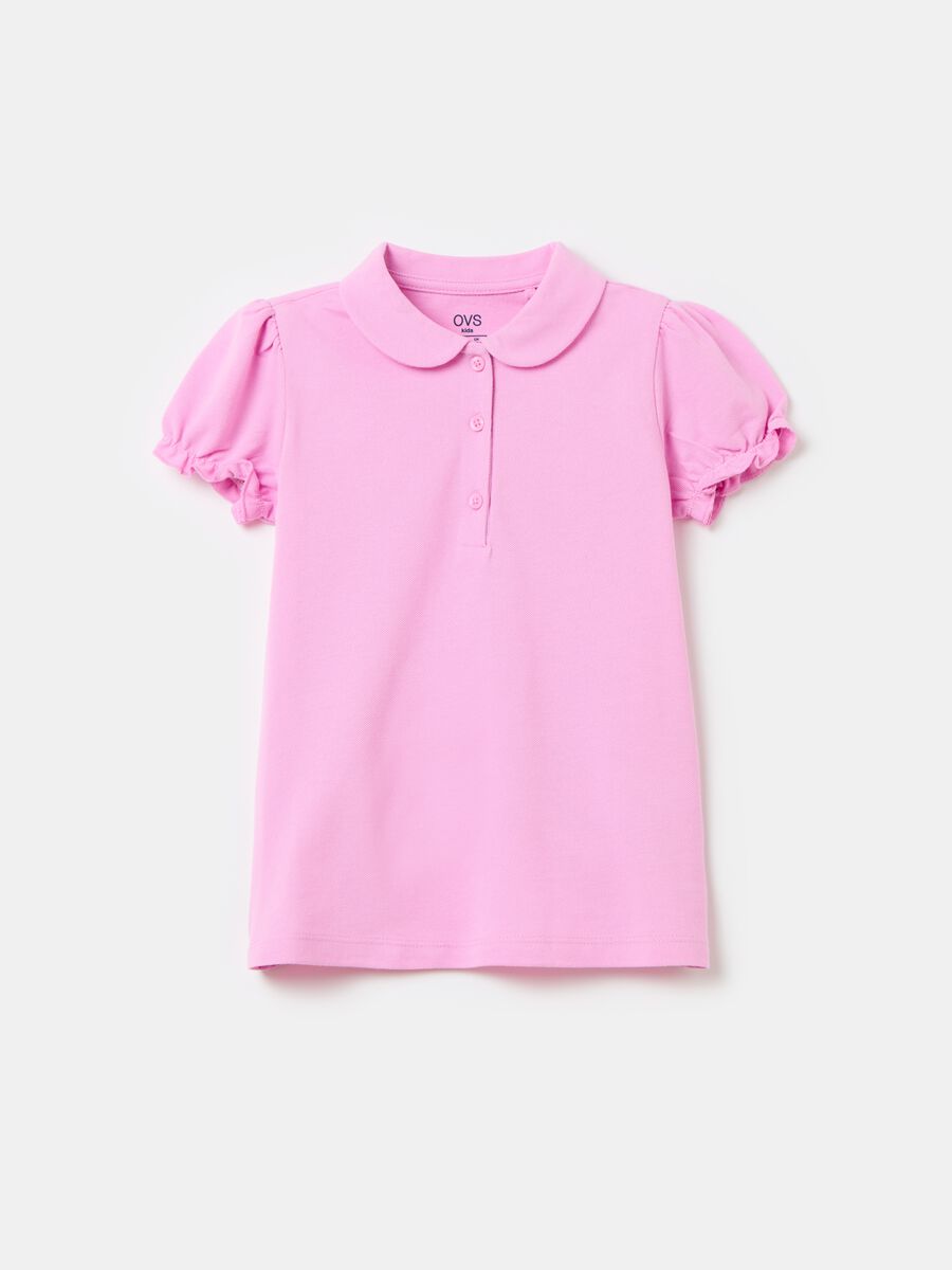 Cotton piquet polo shirt with frill_0