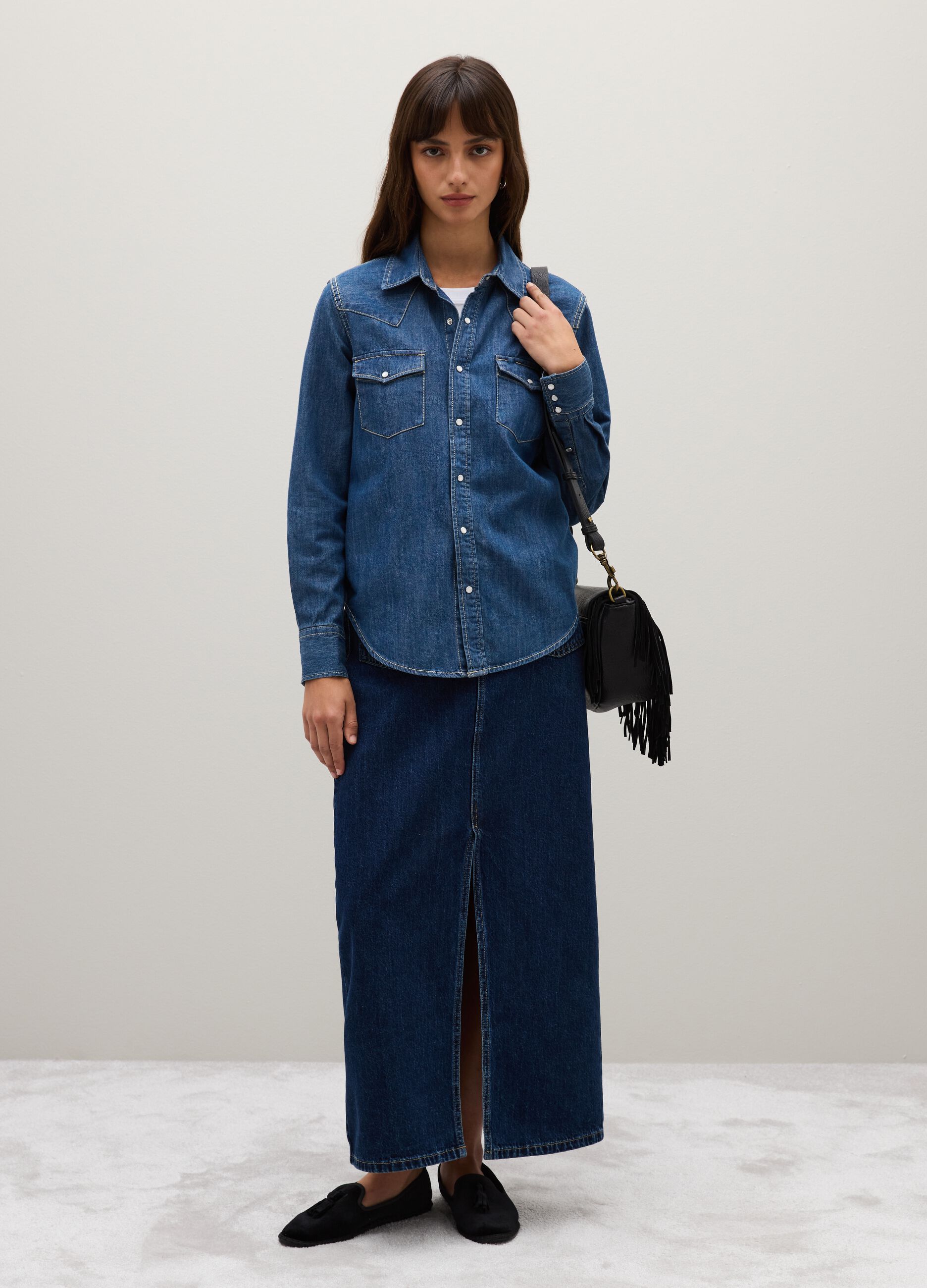 Pure Cotton Denim Regular Fit Shirt