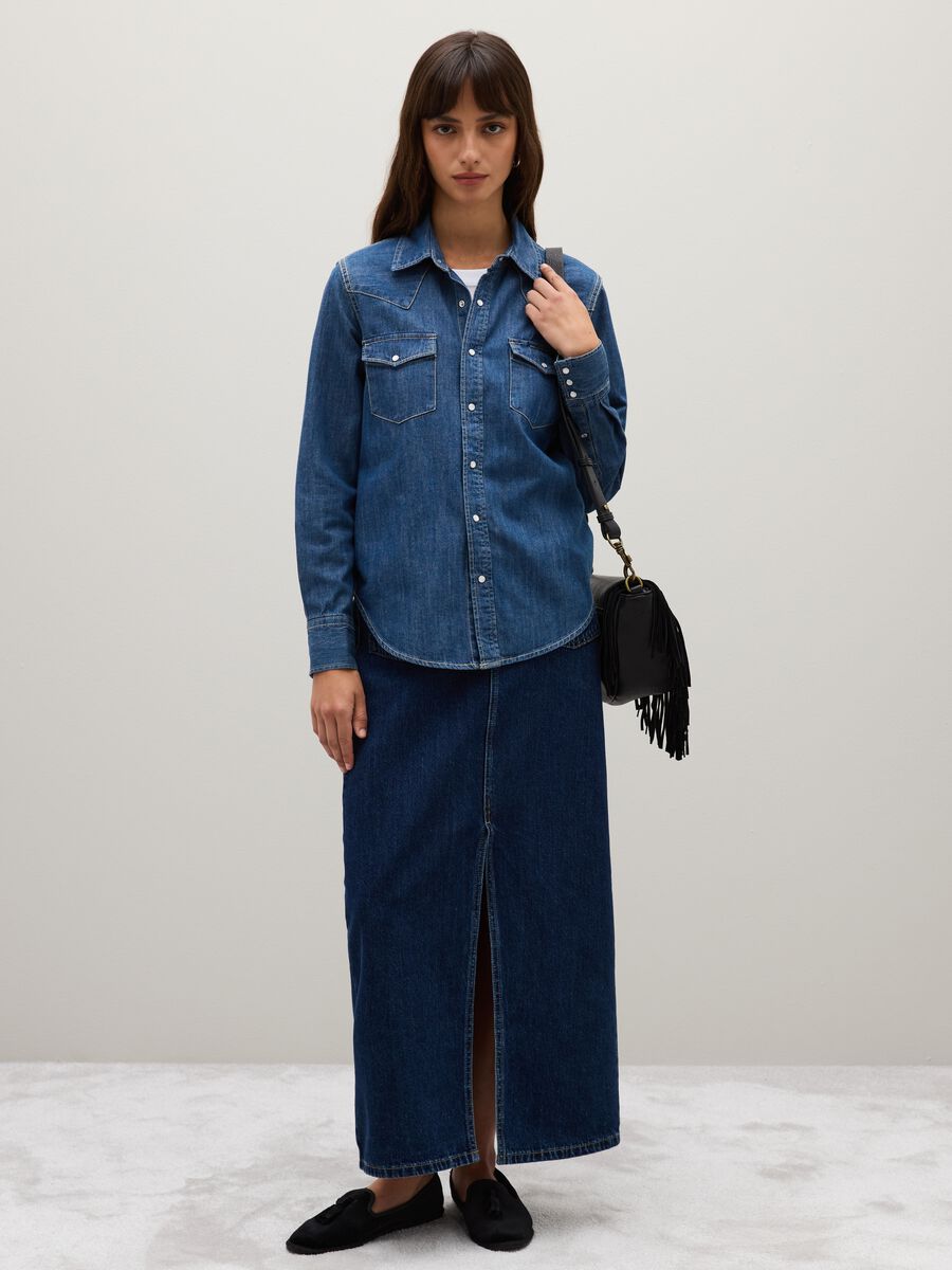 Pure Cotton Denim Regular Fit Shirt_1