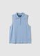 Sleeveless light blue viscose blend polo slim fit with buttons_4