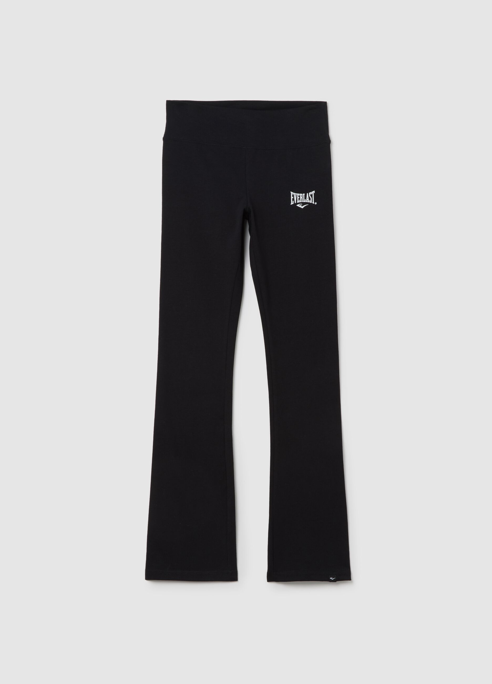 Leggings da ragazza in cotone elasticizzato nero flare