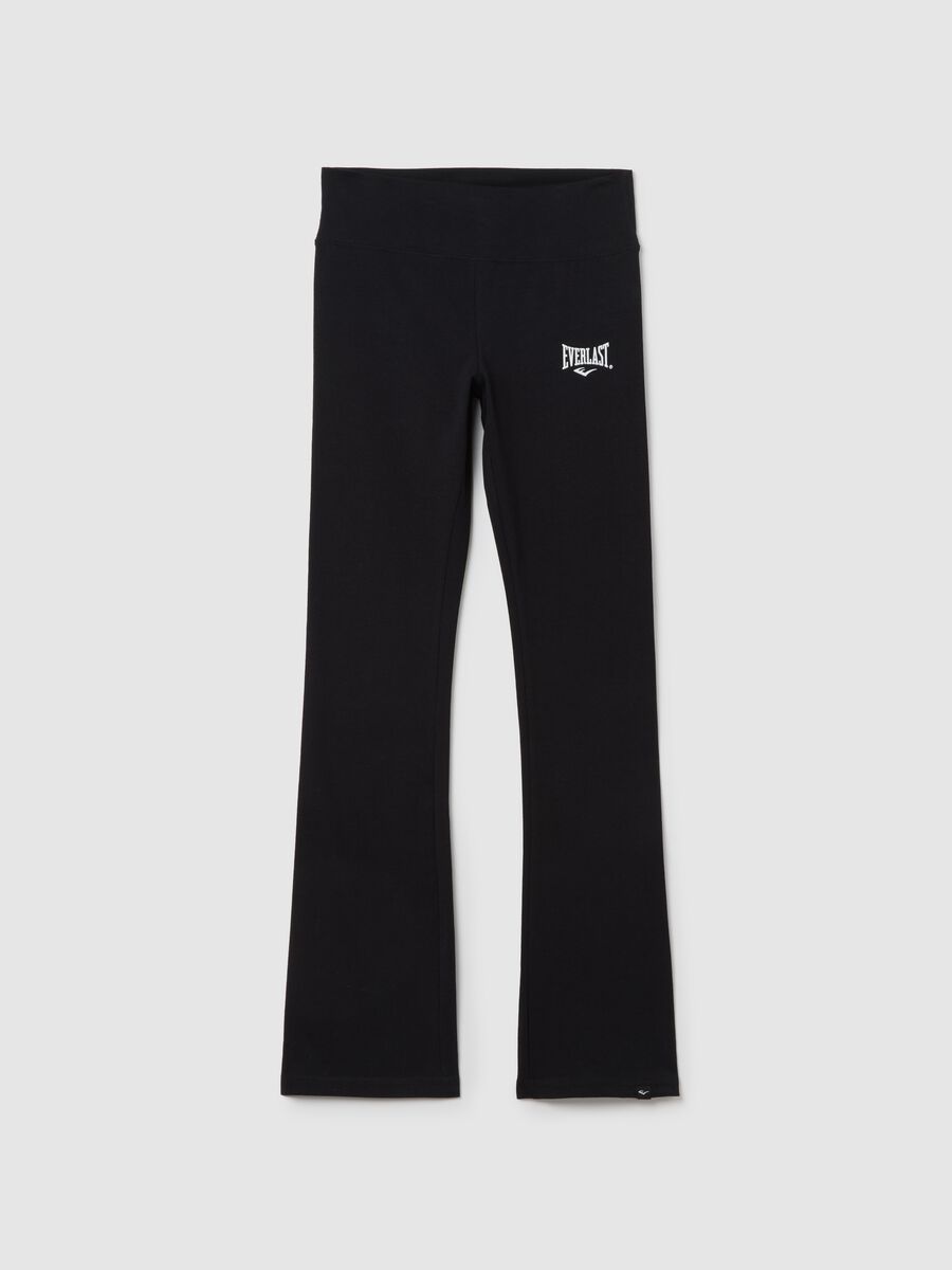 Leggings da ragazza in cotone elasticizzato nero flare_0