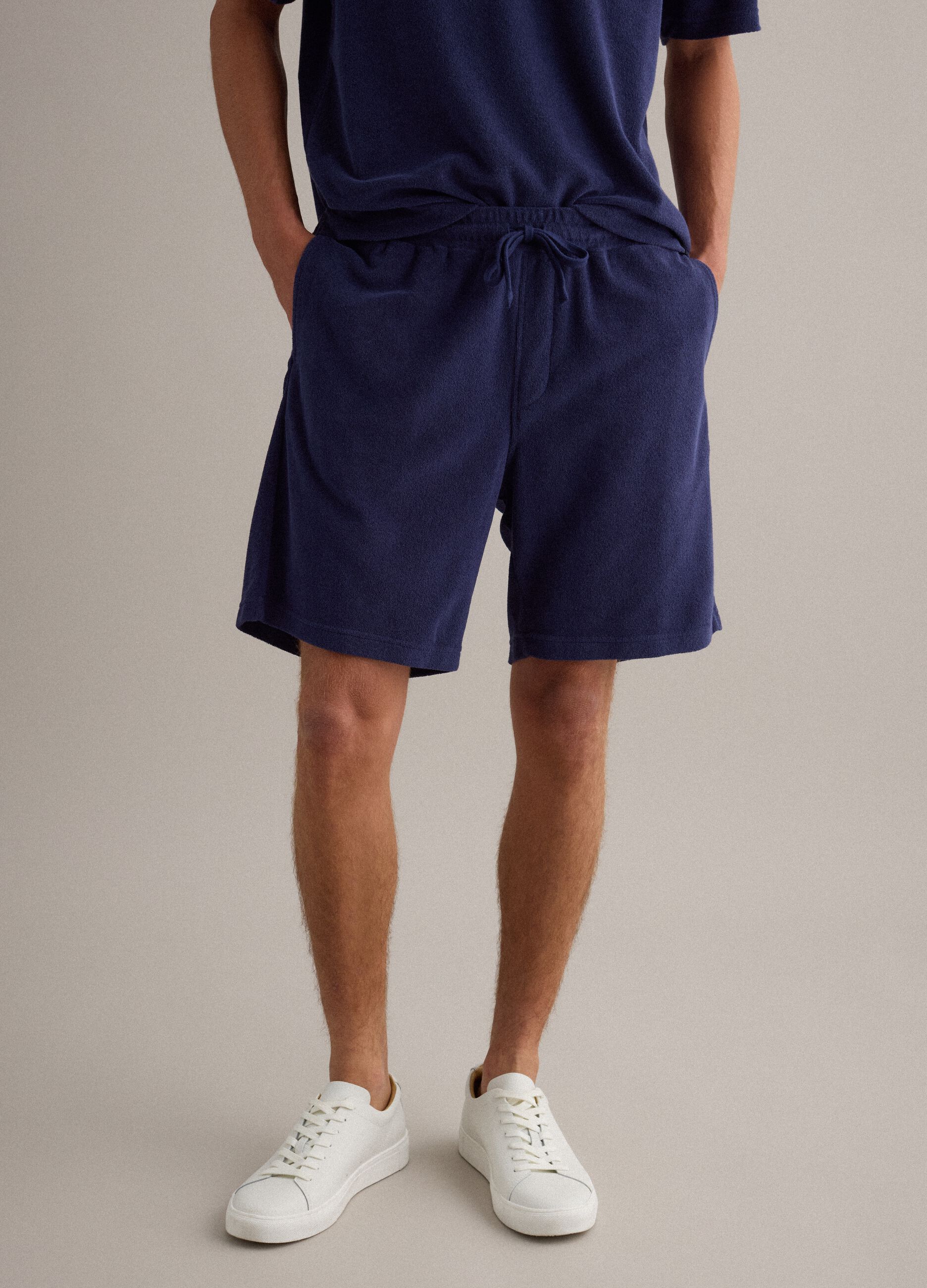 Blue cotton-blend Bermuda shorts
