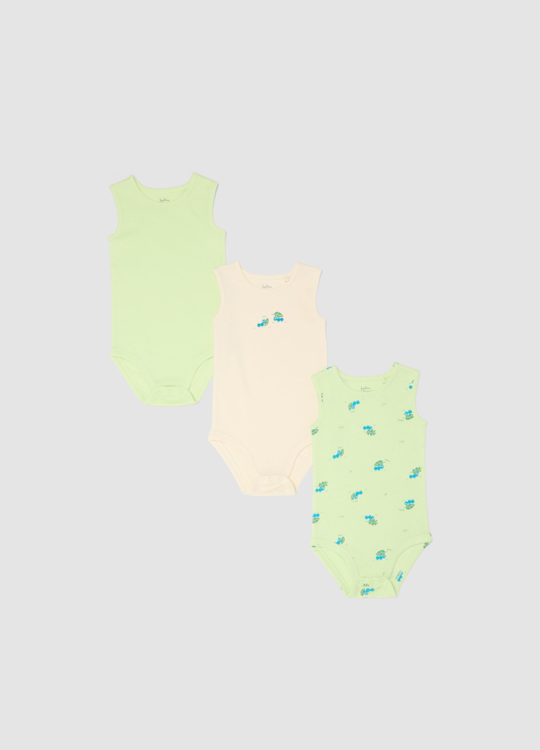 Newborn multicolor pure cotton bodysuit tripack with ants