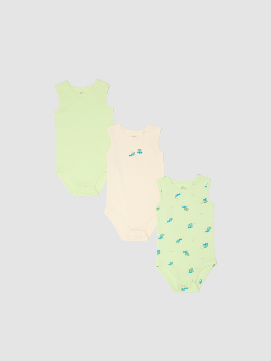 Newborn multicolor pure cotton bodysuit tripack with ants_0