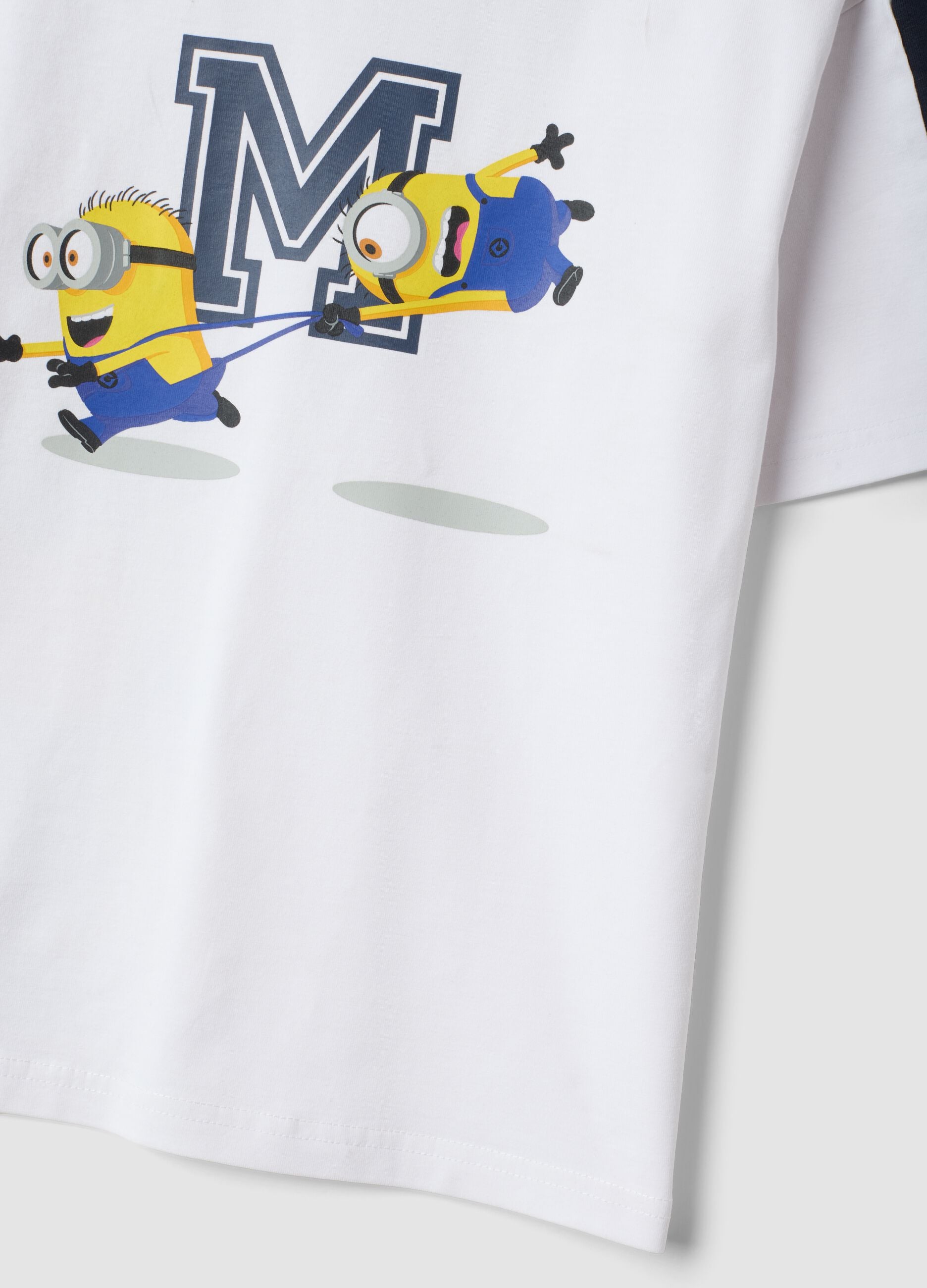 White oversized stretch cotton T-shirt with Minions print for boys