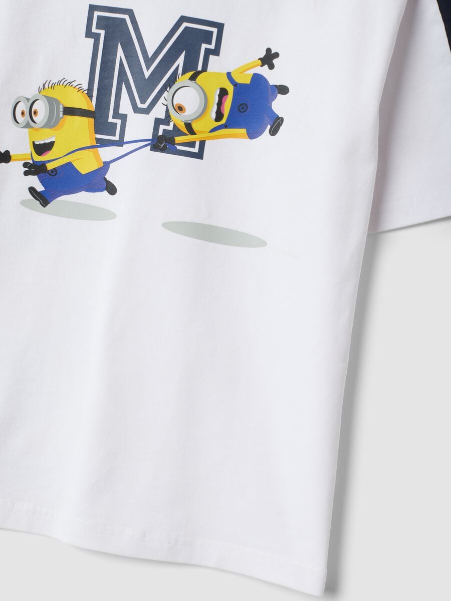 T-shirt over fit bianca in cotone elasticizzato con stampa Minions per bambino_3