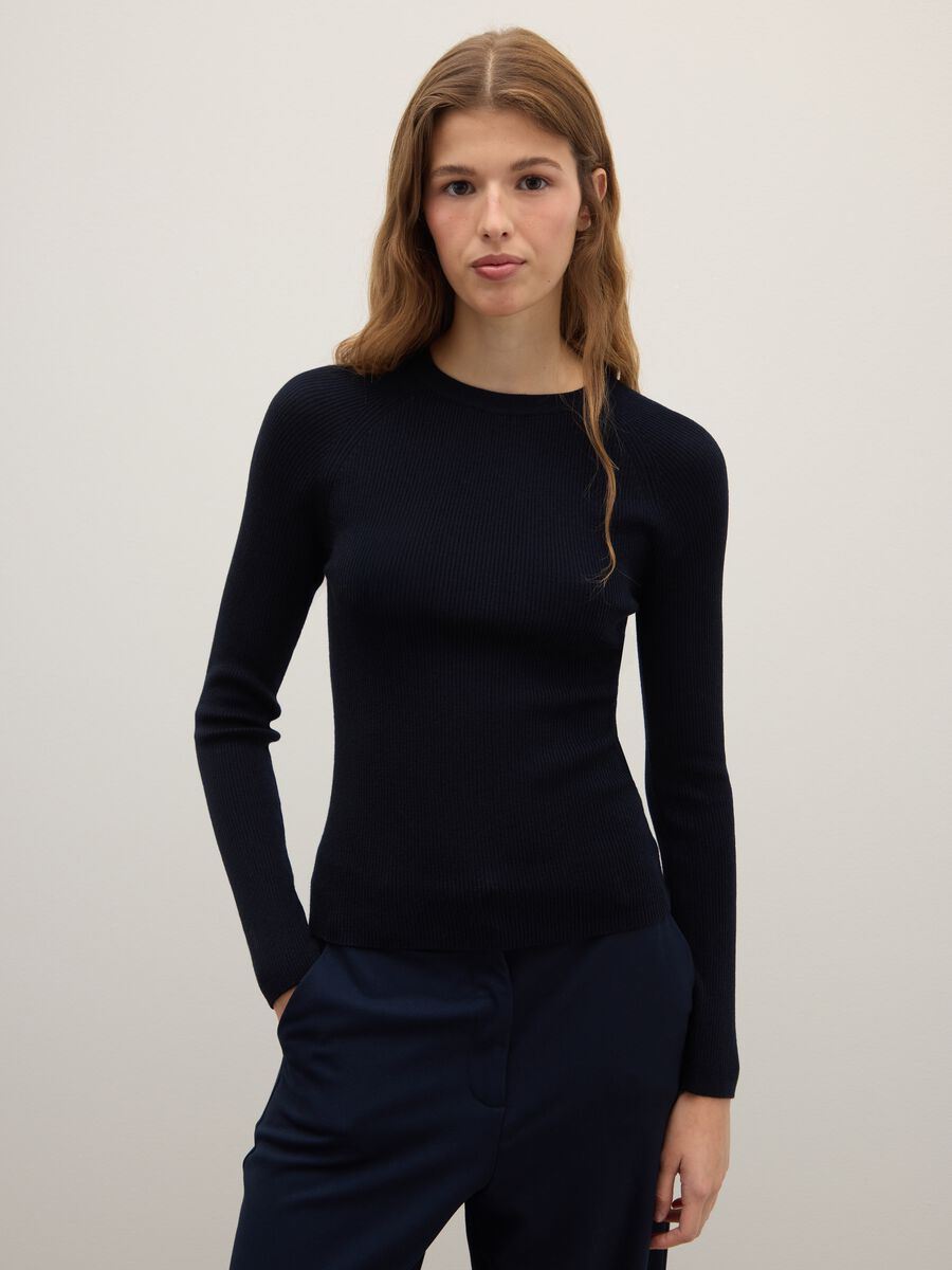 Pullover blu vestibilità fitted_1