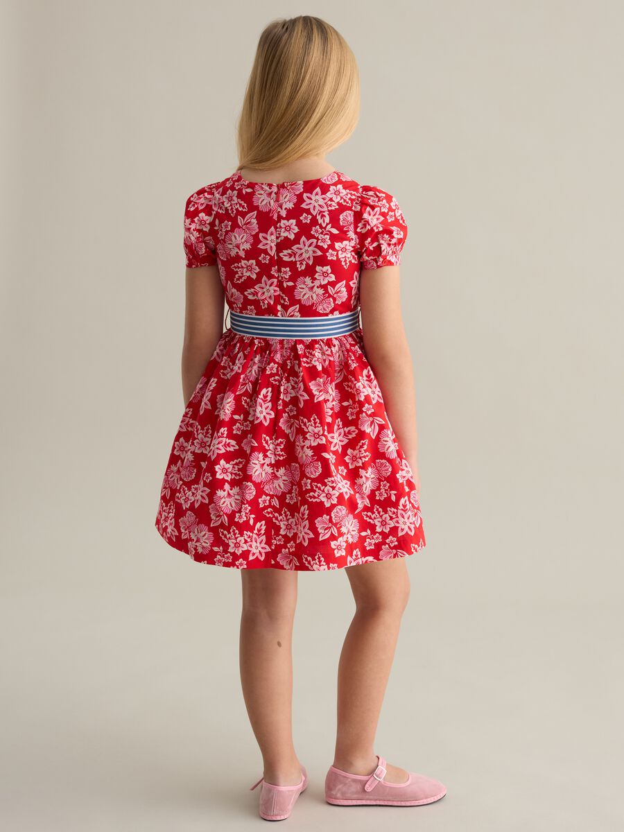 Floral dress with striped belt_3