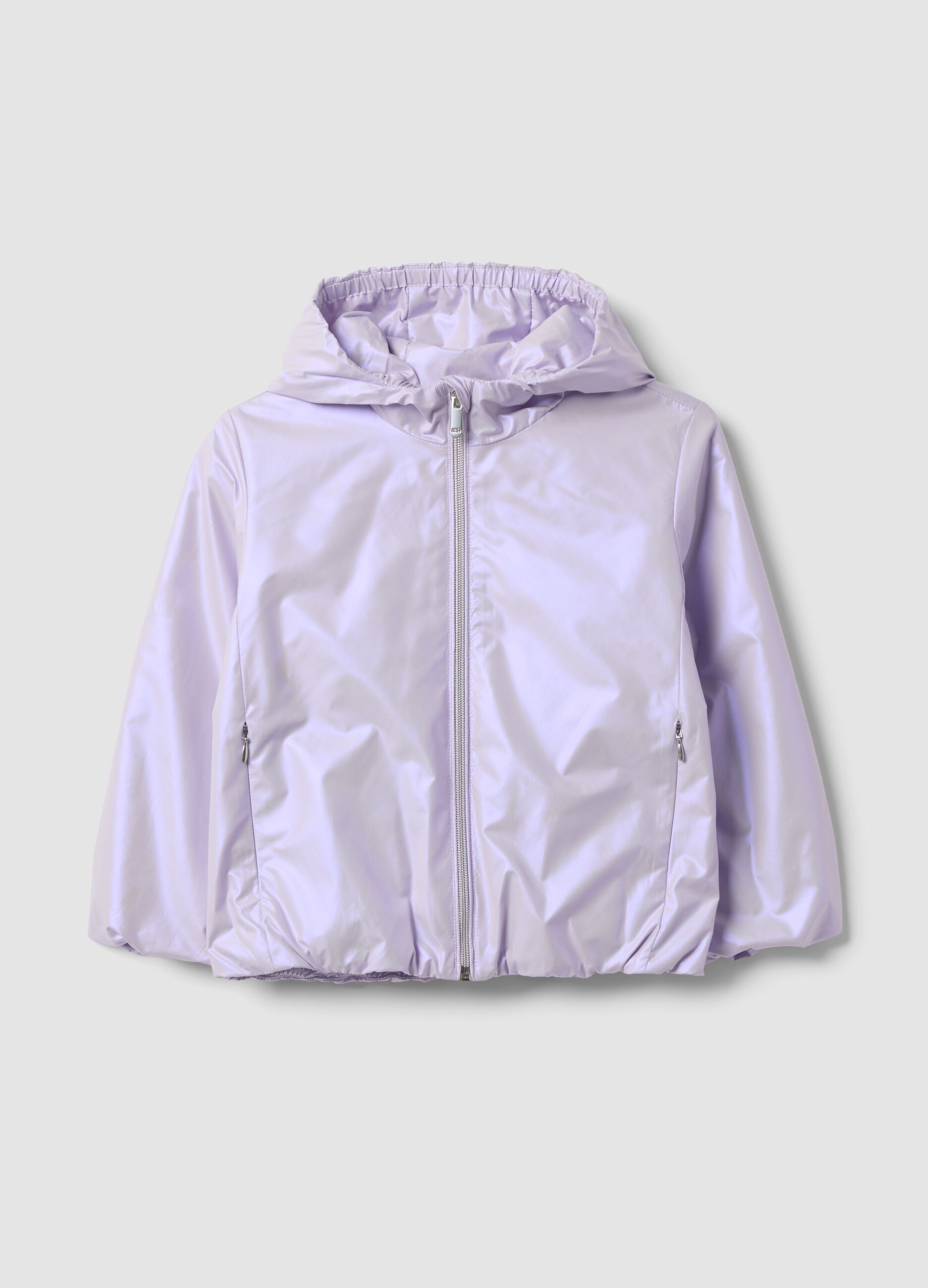 Lightweight purple zip-up hooded jacket for girls, regular fit