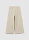 Girls' beige wide-leg pure cotton trousers_3